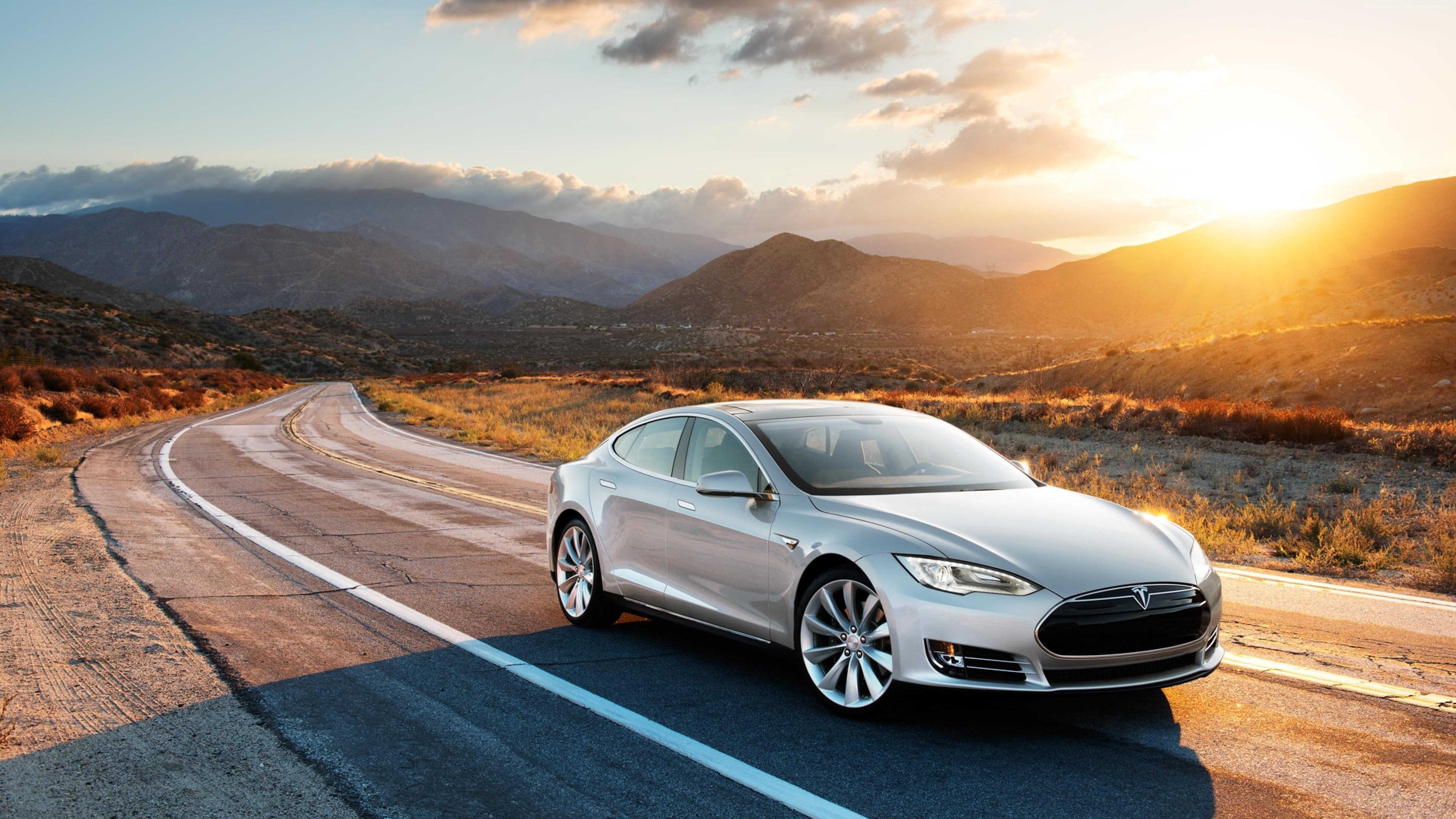 electric, sunset, Tesla model x, 4K, coupe, luxery, grey., HD Wallpaper