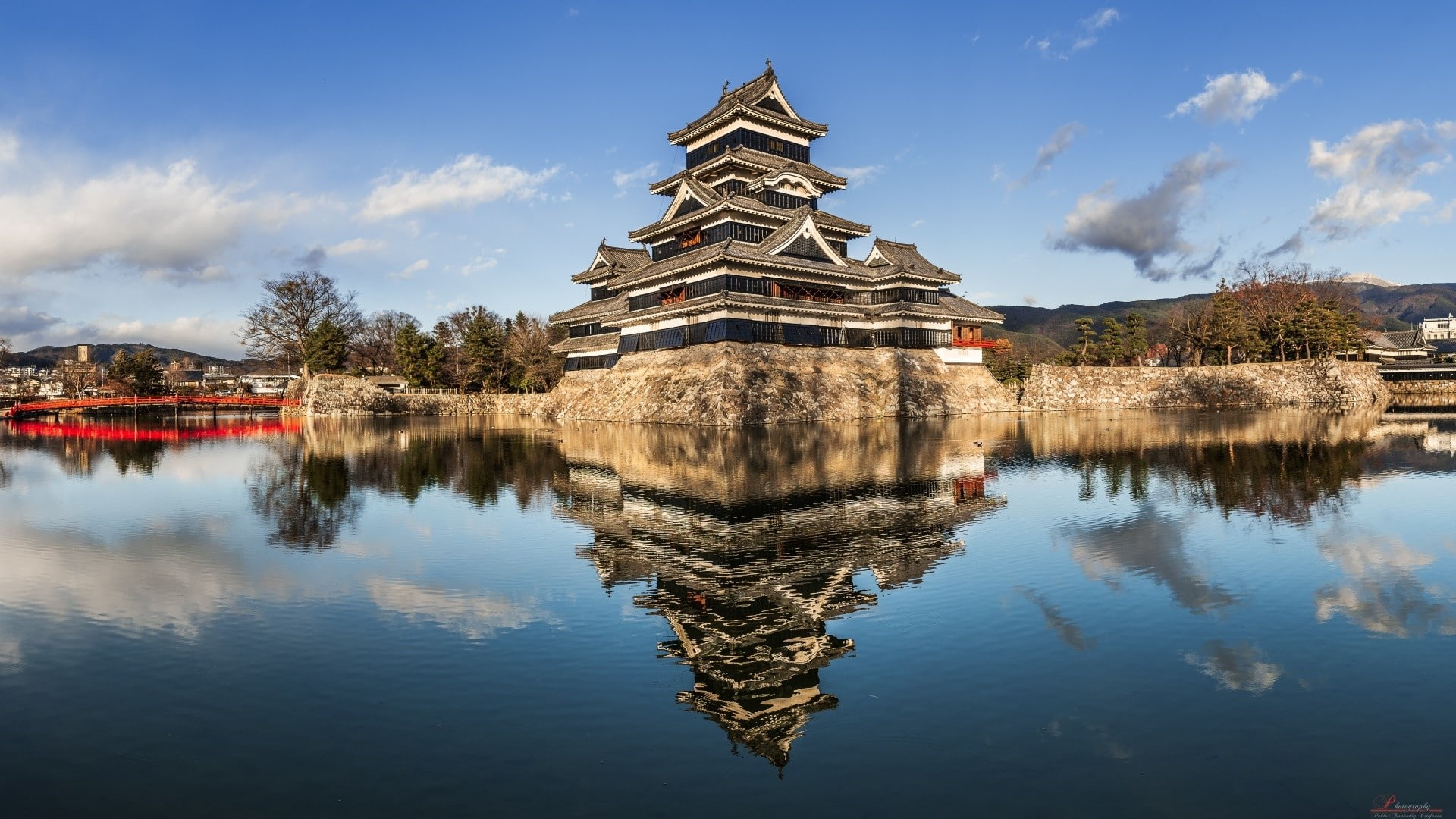 religion, building exterior, nature, place of worship, cloud - sky, reflection, the past, lake, matsumoto castle architecture japan reflection, history, HD Wallpaper