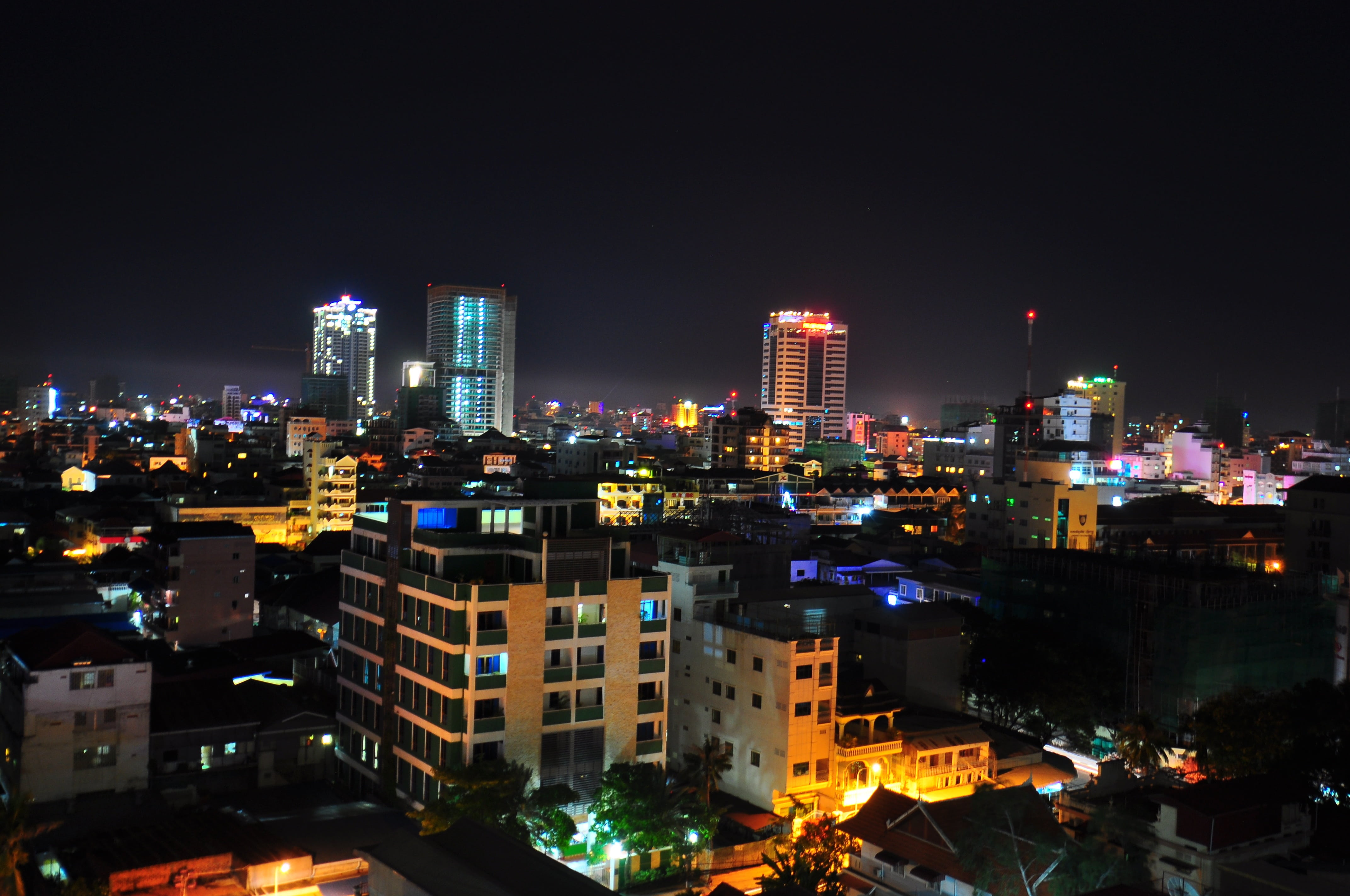 nightlife, skyscraper, urban skyline, tall - high, no people, modern, buildings, night, city, building exterior, office building exterior, sky, residential district, HD Wallpaper