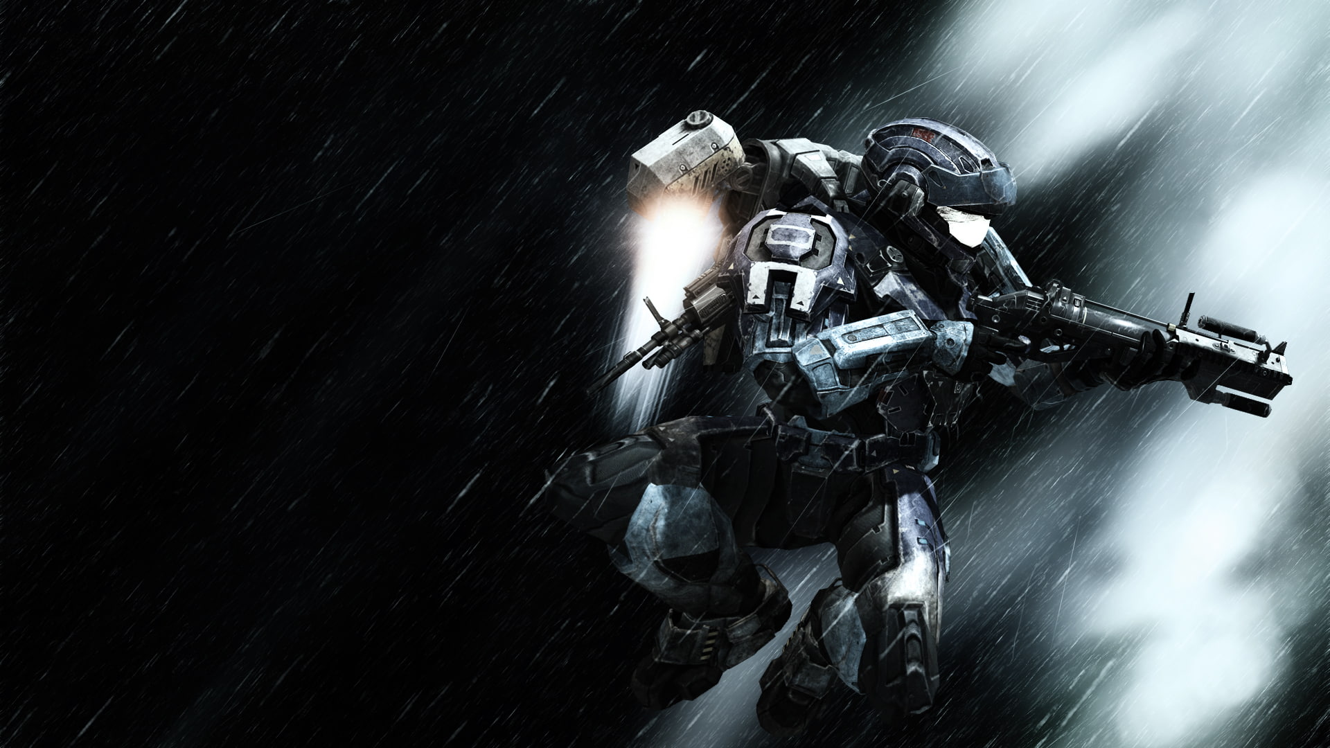 games, armor, helmet, 1080P, character, equipment, raining, halo, video, robot, video games, HD Wallpaper