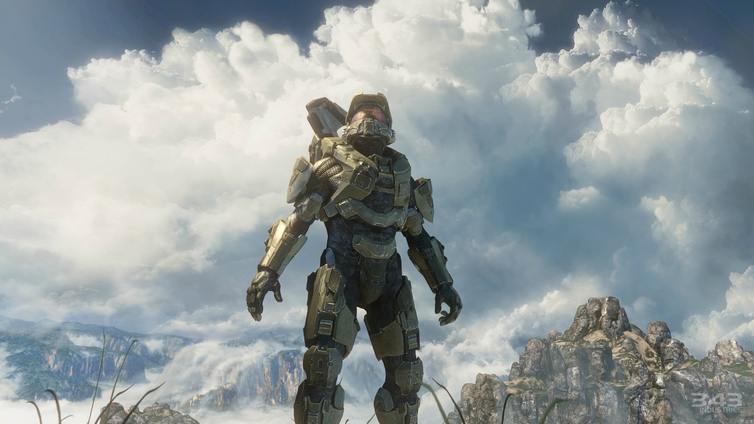 warrior, video games, video, halo, grey, helmet, clouds, games, armor, robot, 2K, HD Wallpaper