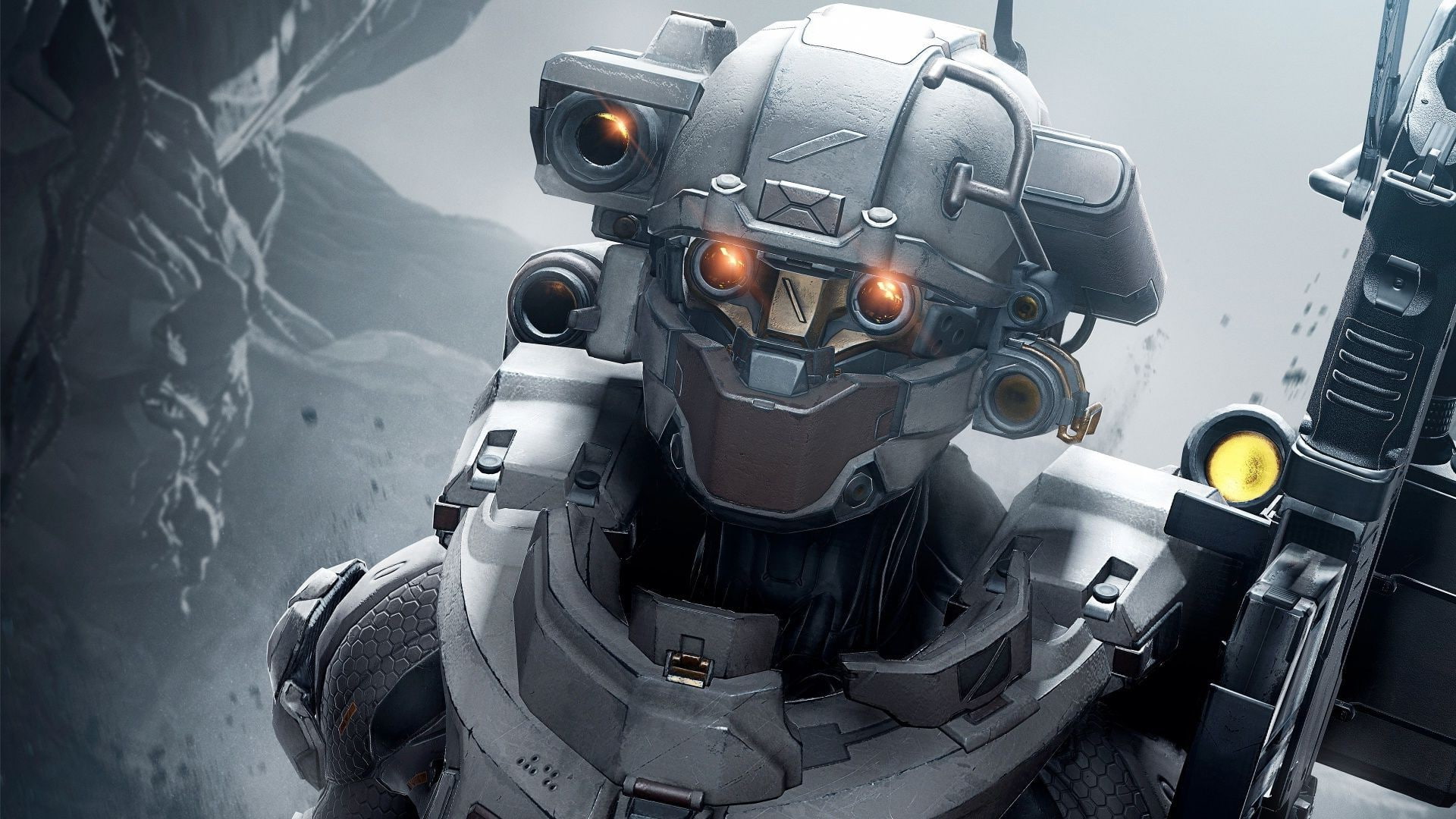 shooting a weapon, robot, metal, fighting, 1080P, face, video games, security, technology, science, Spartans, cyborg, digital art, military, helmet, no people, HD Wallpaper