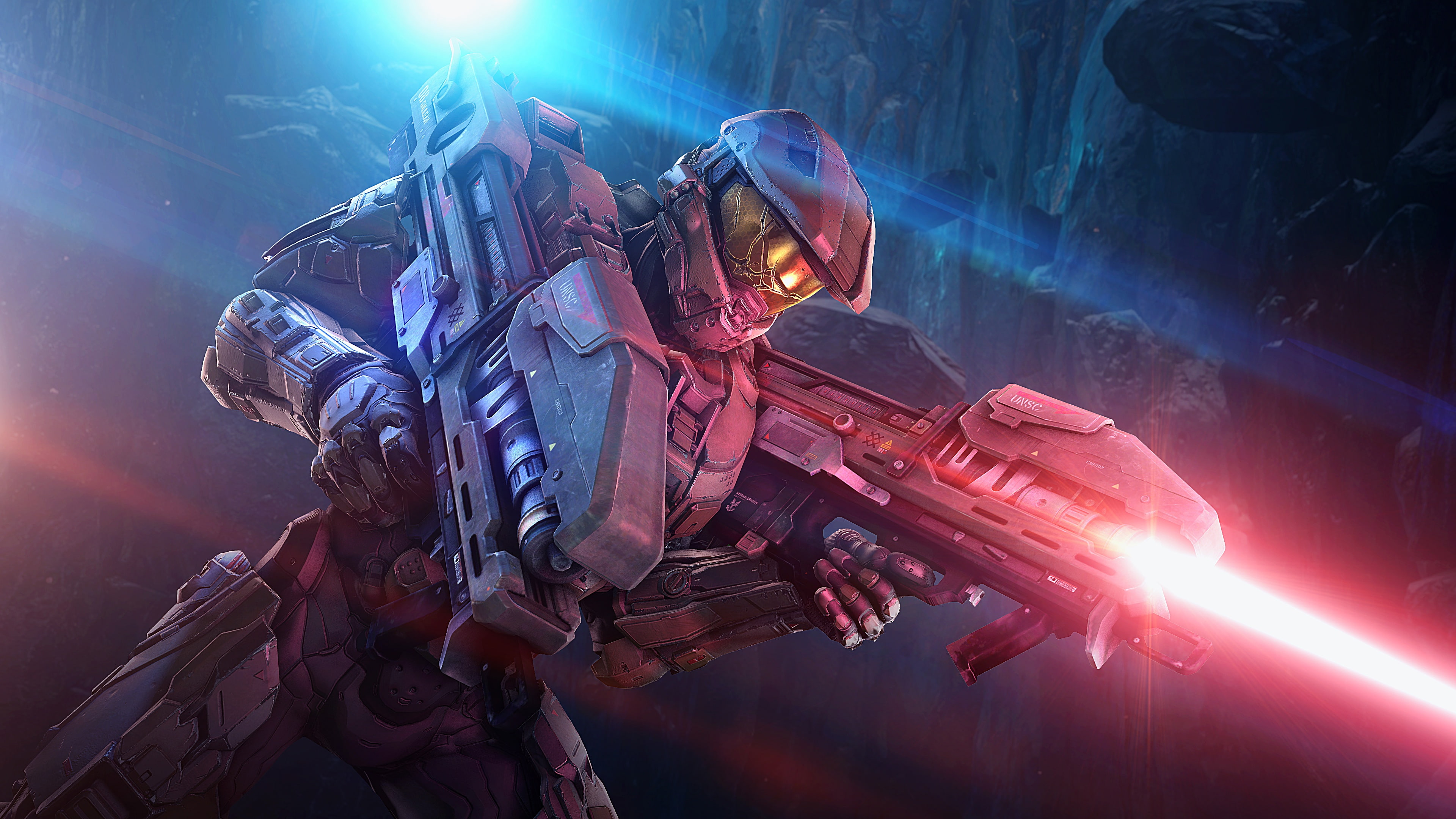 laser, Spartan Laser, fiction, weapons, armor, shooter, Master Chief, helmet, Halo, 4K, HD Wallpaper