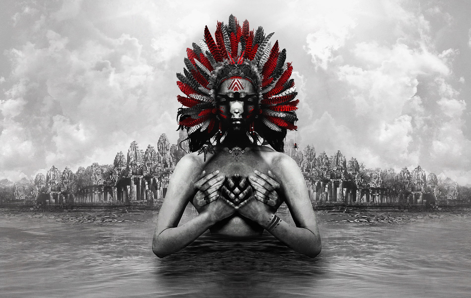 aztec, fantasy, psychedelic, cities, buildings, digital art, artistic, photography, architecture, manipulations, 720P, HD Wallpaper