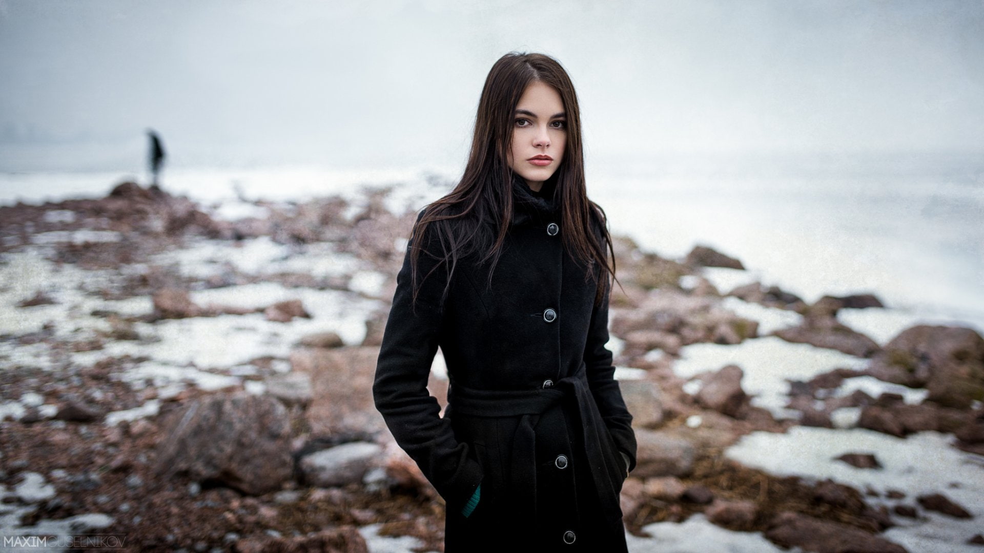 brown hair, outdoors, Woman, hairstyle, hair, standing, Brown Eyes, adult, one person, Brunette, Oktyabrina Maximova, snow, warm clothing, winter, cold temperature, HD Wallpaper