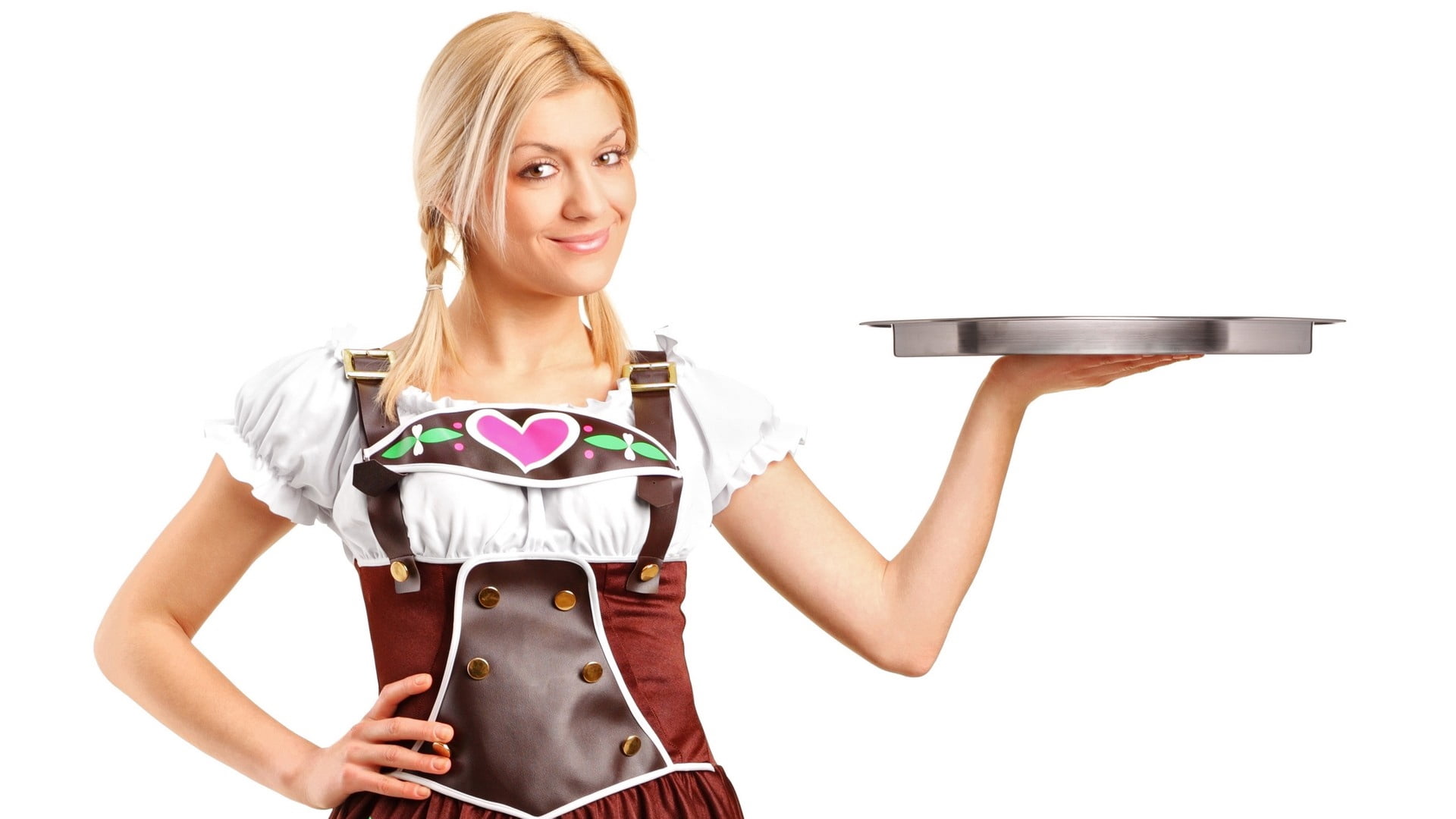 white background, food And Drink, indoors, cheerful, studio shot, girl, stereotypical Housewife, steel, dinner, s, one Person, happiness, service, beauty, HD Wallpaper