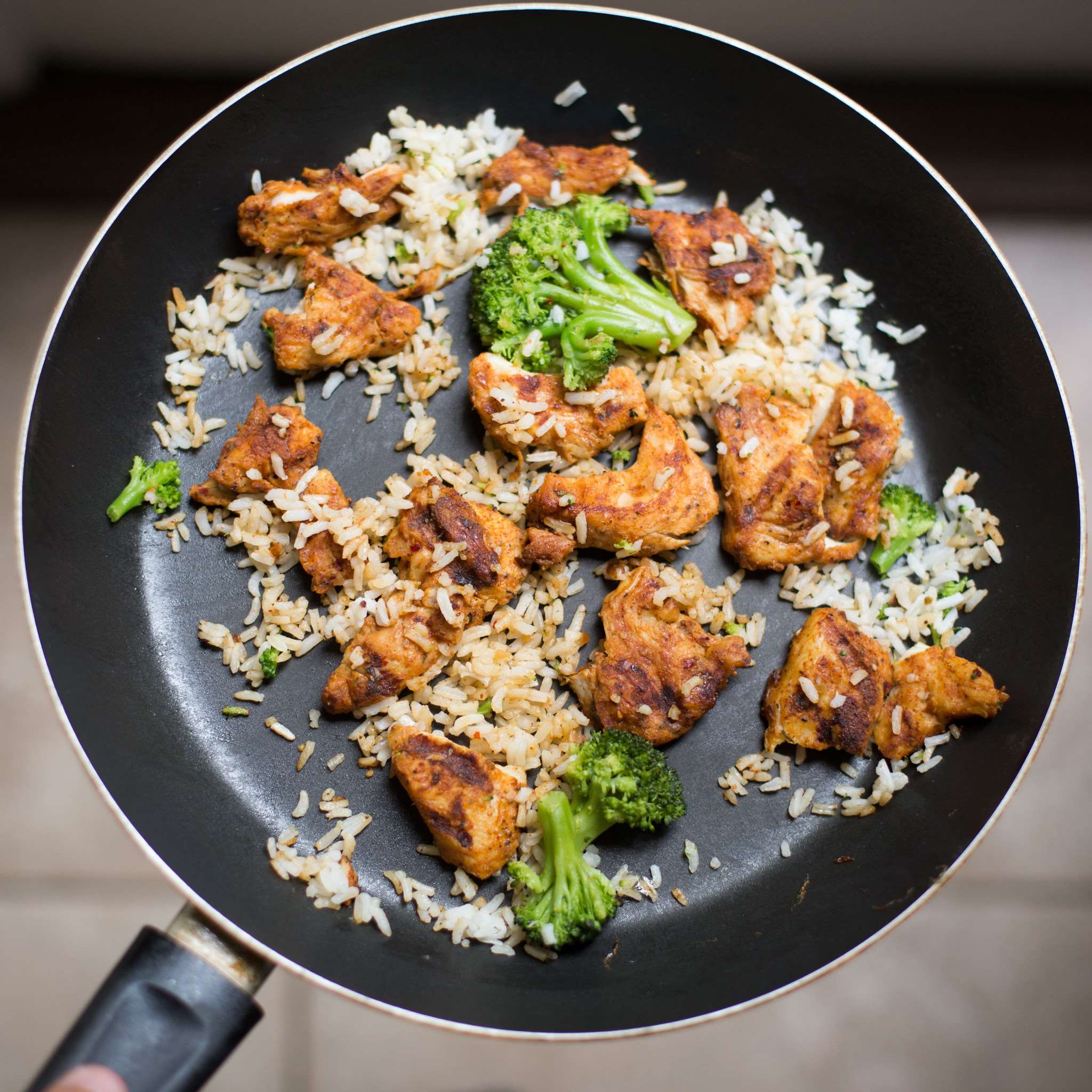 leftovers, dish, temptation, rice, broccoli, cooking, ready-to-eat, household equipment, herb, dinner, no people, indoors, meat, cooking pan, delicious, Phone HD Wallpaper