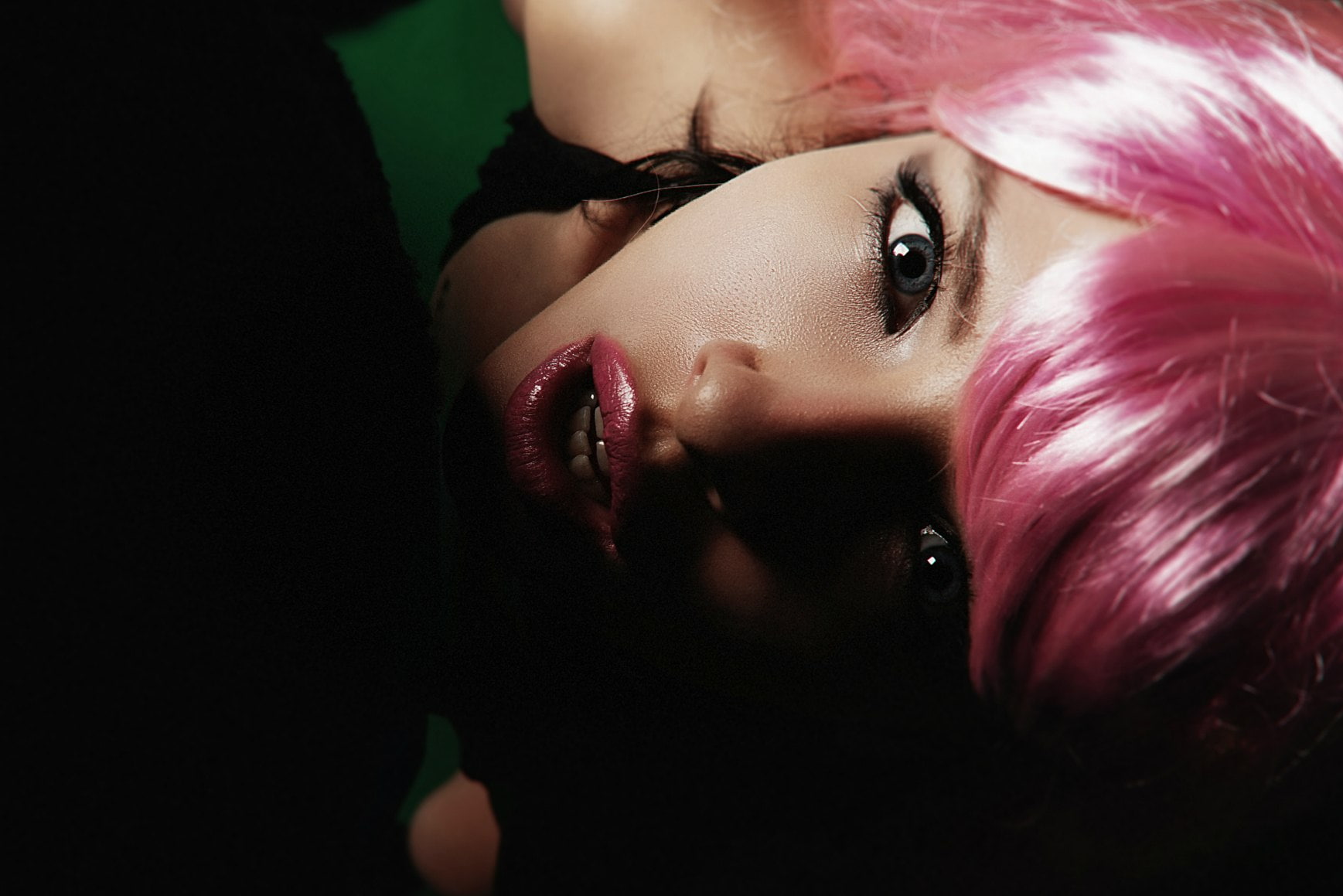 pink hair, dark, 720P, women, YFUNNY, face, HD Wallpaper
