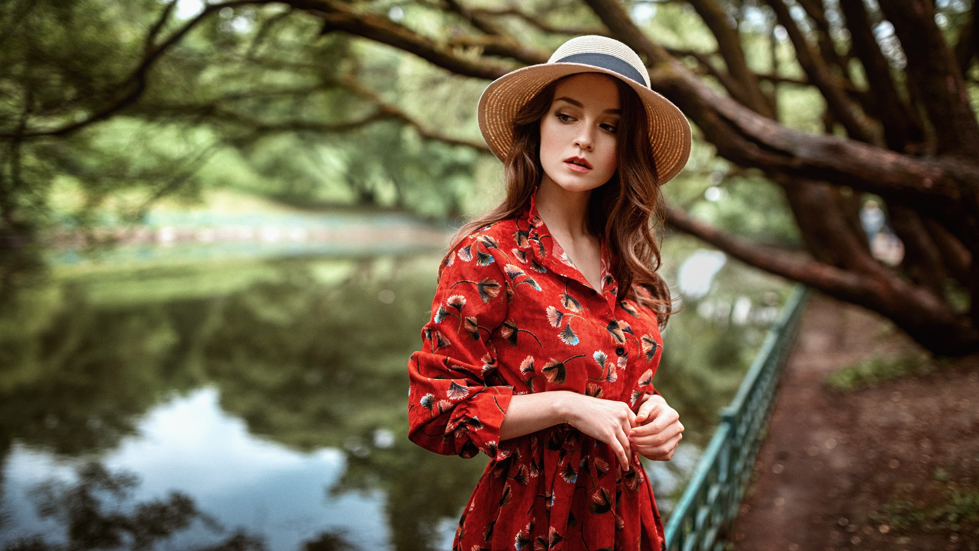 1080P, hat, women, model, Georgy Chernyadyev, women outdoors, HD Wallpaper