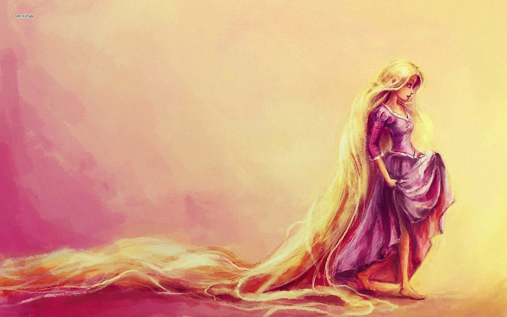 Long Hair, fantasy Art, Pink Dress, Blonde, women, Rapunzel, Tangled, Disney, Princess, 720P, HD Wallpaper