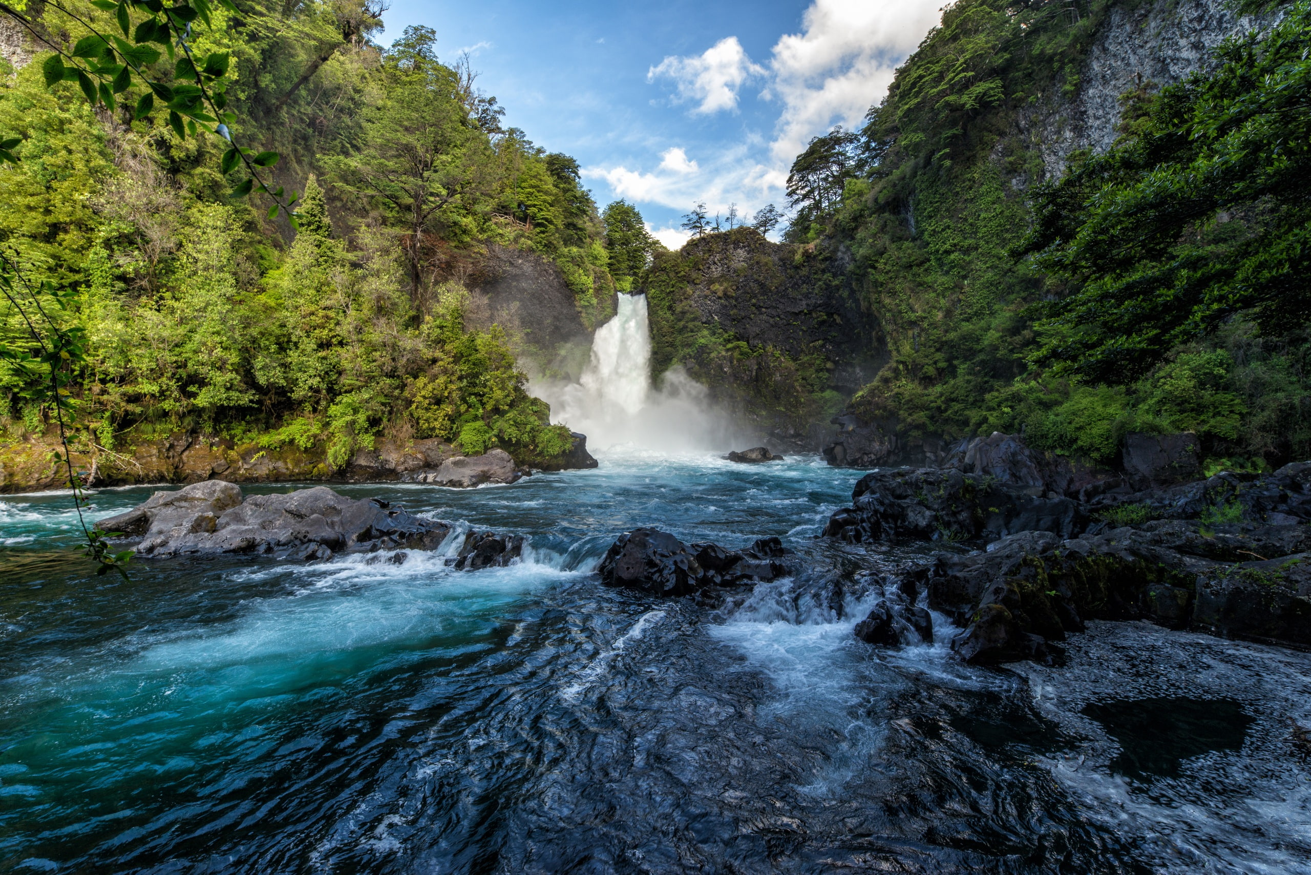 2K, crag, stones, rocks, waterfall, neltume, waterfalls, rivers, chile, the, HD Wallpaper
