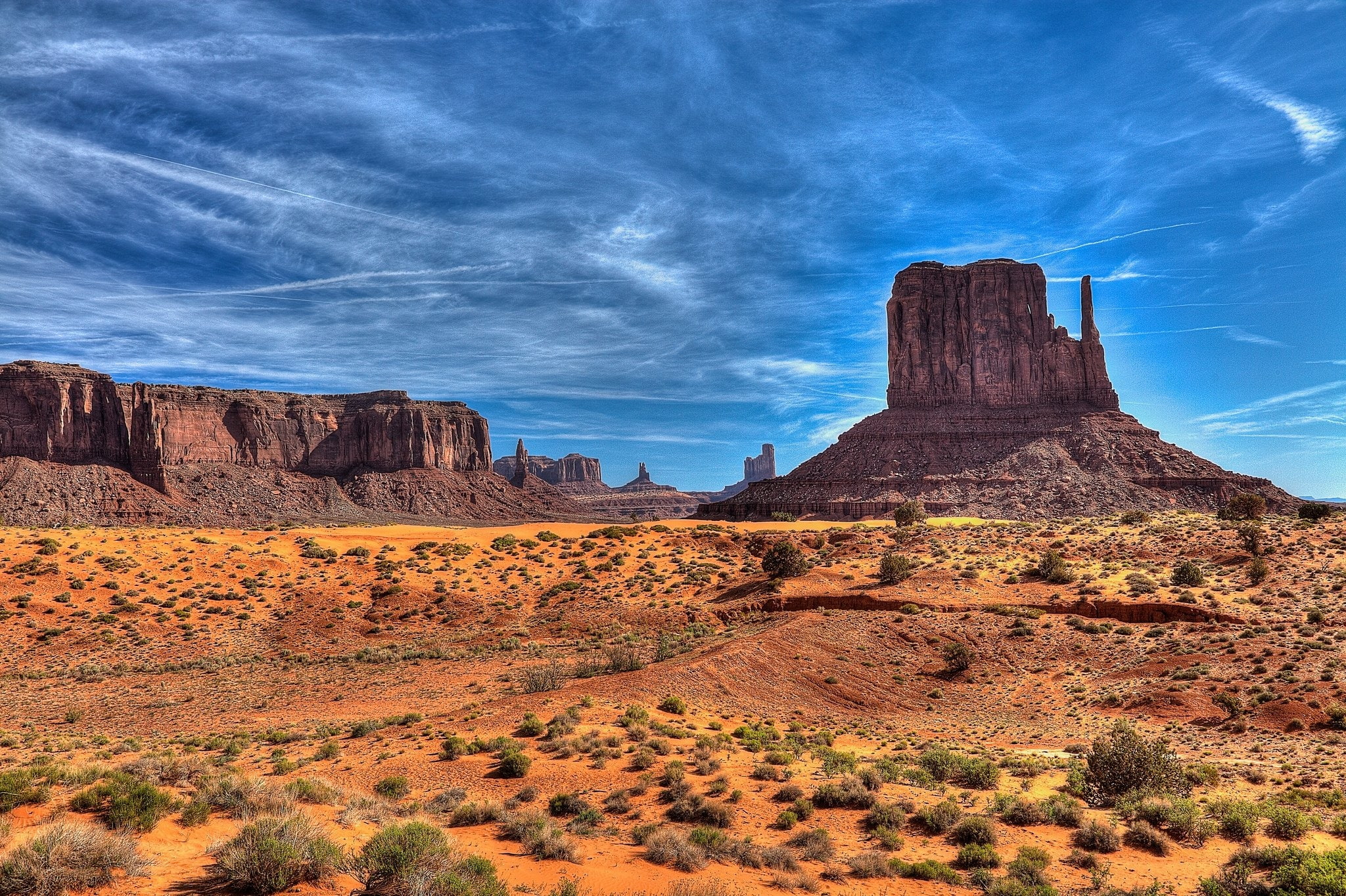 sky, travel destinations, monument valley, semi-arid, cloud - sky, no people, rock - object, beauty in nature, physical geography, tranquility, environment, HD Wallpaper