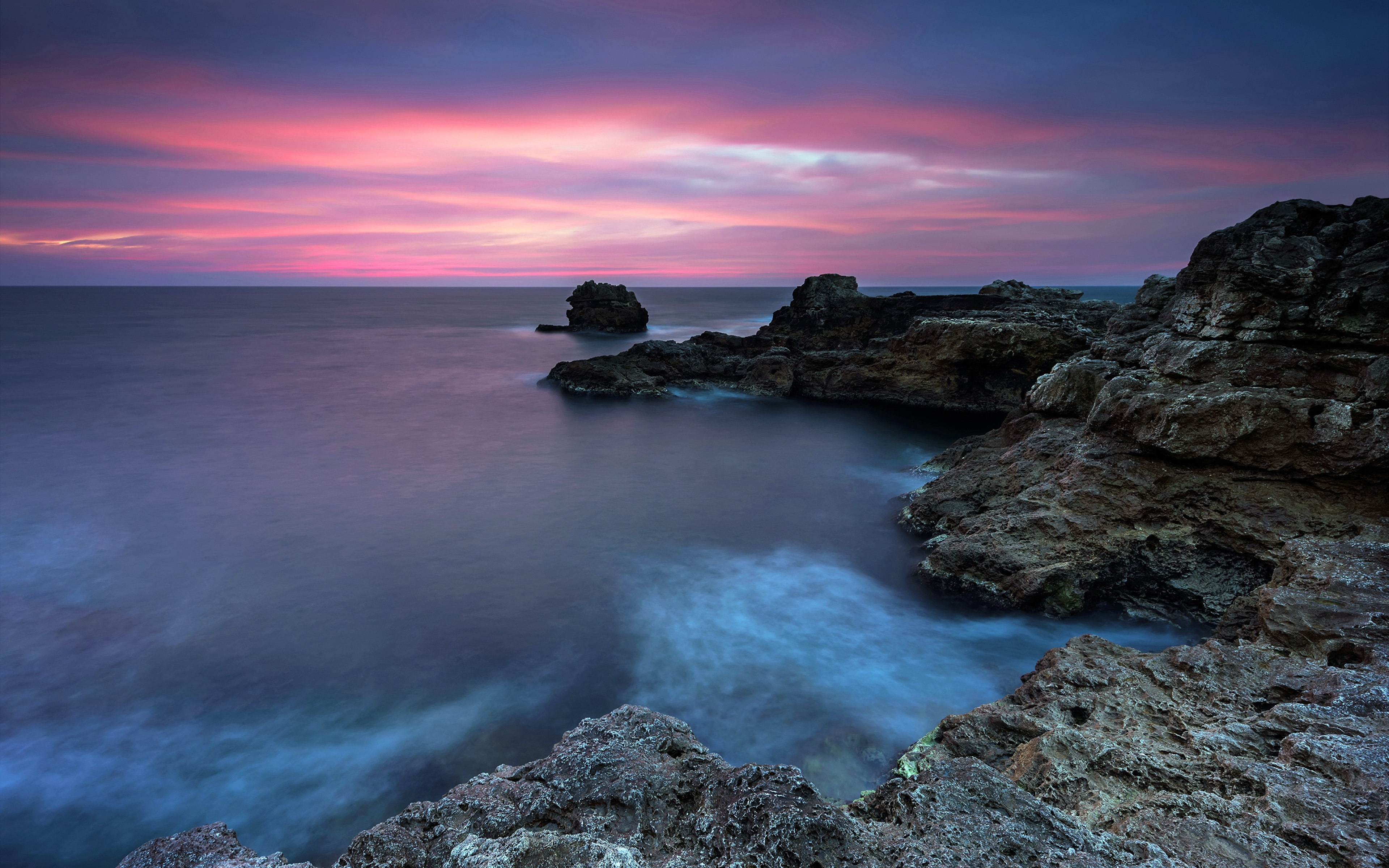 bulgaria, rock, sky, beauty in nature, solid, 4K, horizon, rock formation, sunset, tranquility, long exposure, outdoors, land, rocky coastline, idyllic, HD Wallpaper