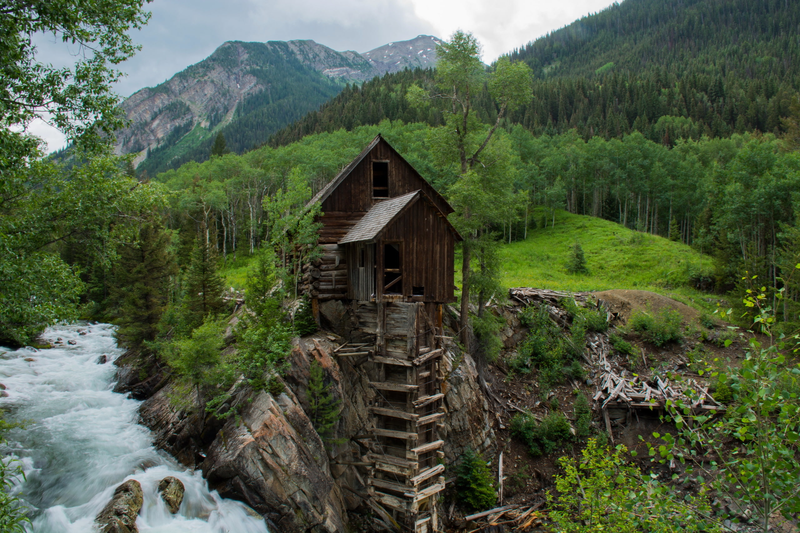 river, mountains, 2K, Crystal Mill, HD Wallpaper