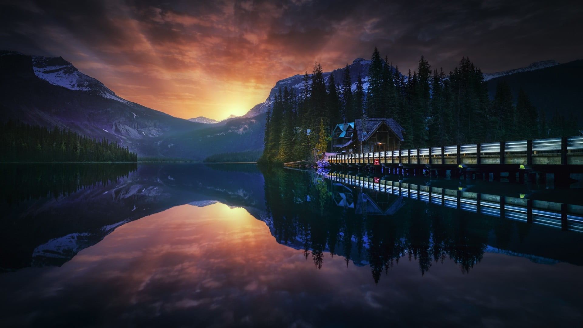 scenics - nature, nature, forest, tranquil scene, mountain range, no people, idyllic, cloud - sky, architecture, mountain, castle, beauty in nature, pier, HD Wallpaper