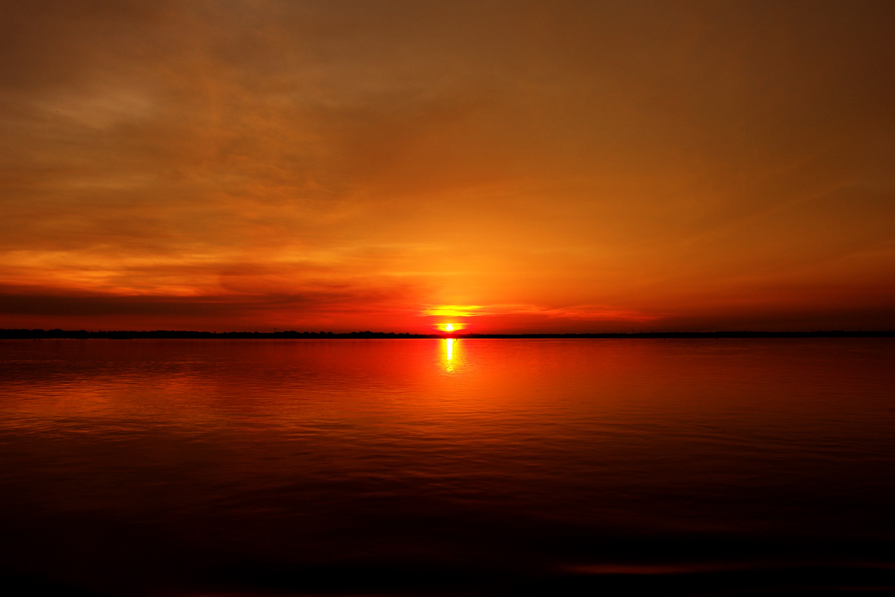 photography, tranquil scene, calm, no people, outdoors, idyllic, sea, horizon over water, 2K, scenics - nature, orange color, seascape, water, silhouette, HD Wallpaper