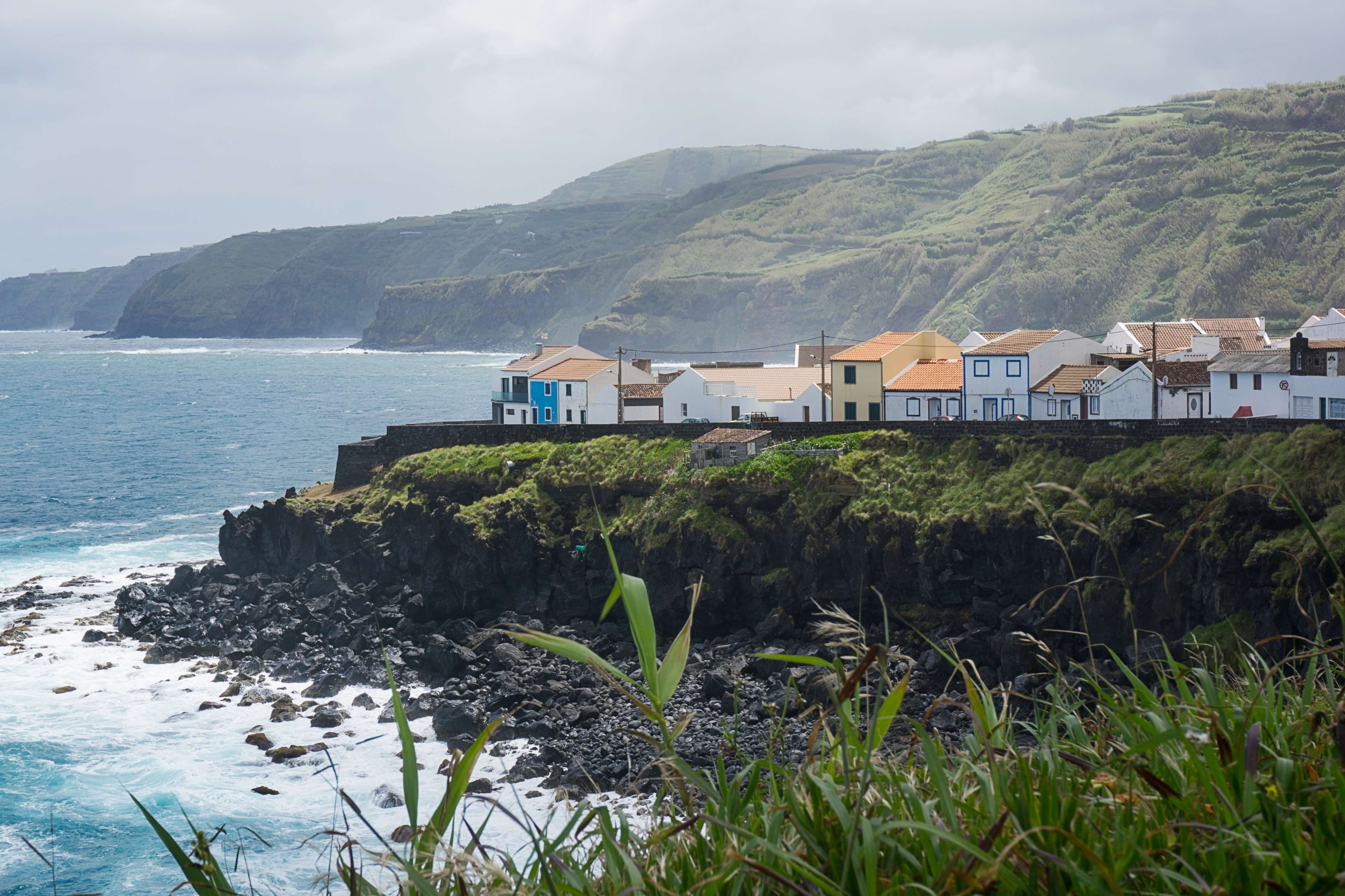 outdoors, no people, cloud - sky, scenics - nature, building, water, landscape, sea, nature, built structure, acores, land, house, beach, maia, village, HD Wallpaper
