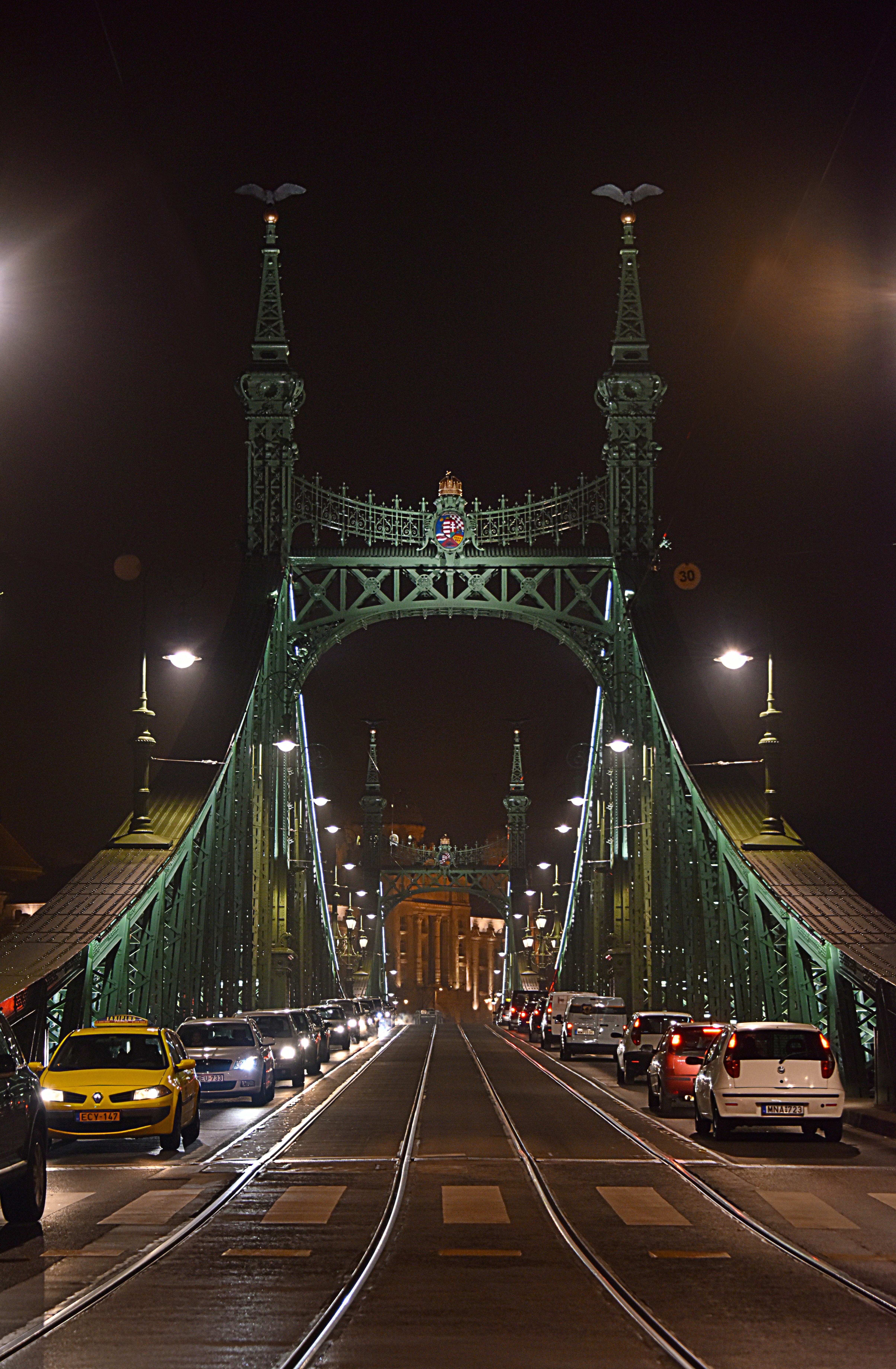 road, bridge - man made structure, diminishing perspective, Night, Lights, lighting equipment, outdoors, travel, light, illuminated, motor vehicle, danube, Phone HD Wallpaper