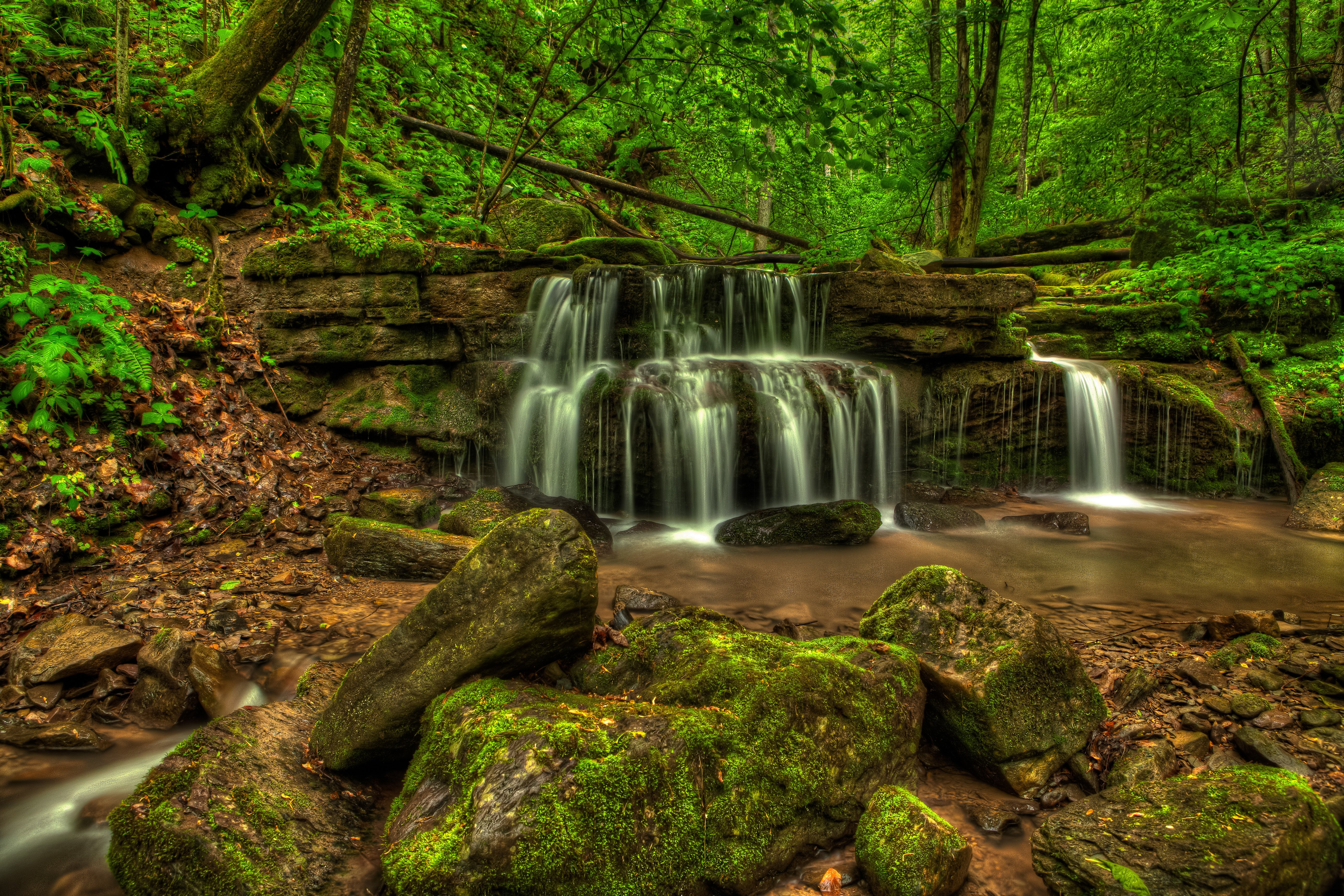 west, falls, gorge, new, nature, waterfalls, usa, branch, moss, river, stones, big, virginia, 5K, HD Wallpaper
