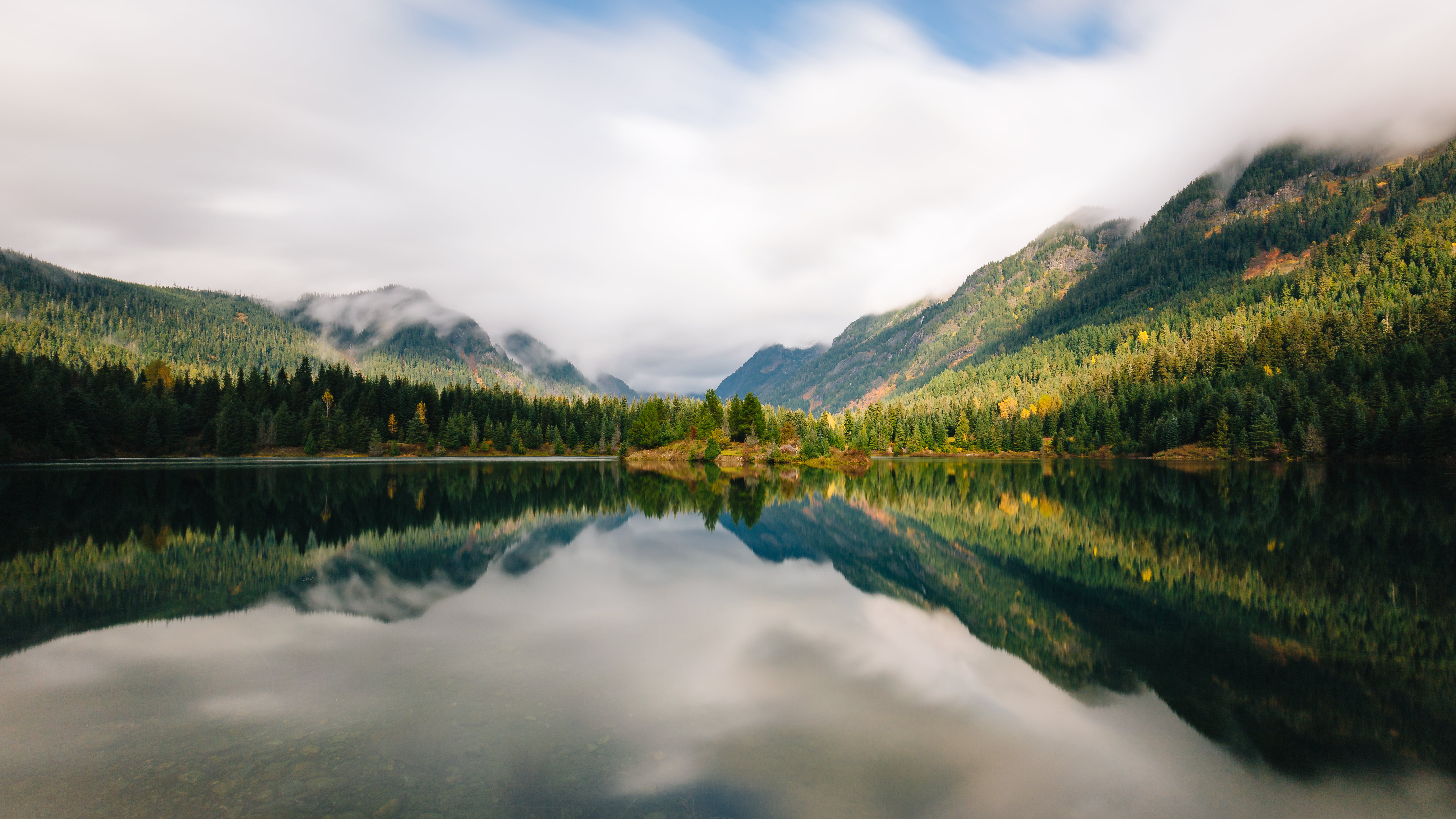 near, summer, Pond, ND, body, travel, nature, mountain Range, canada, green, Gold Creek, long exposure, trees, sky, water, scenics, 4L, tree, snoqualmie pass, HD Wallpaper