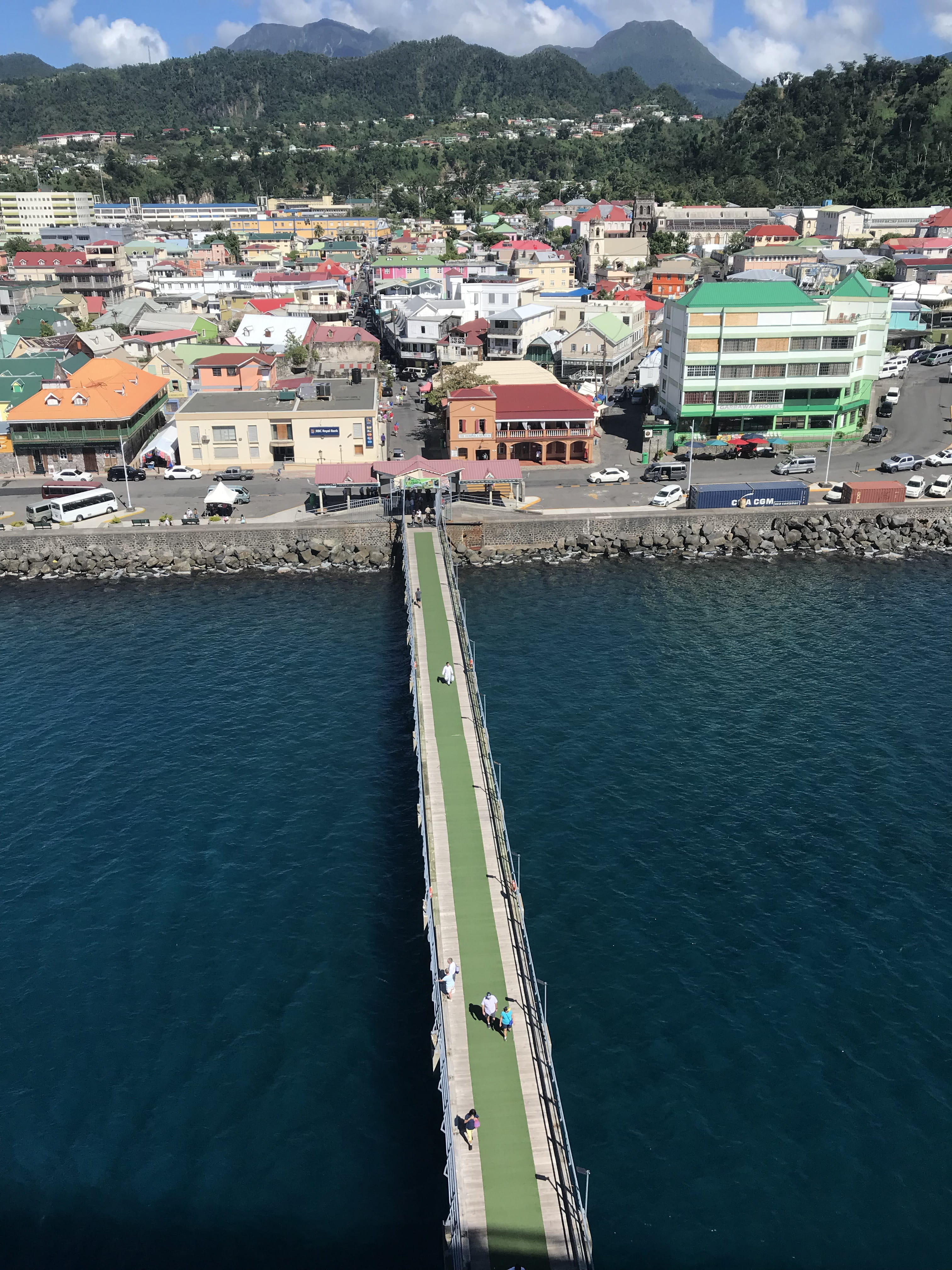 city, roseau dominica, cityscape, city view, aerial view, no people, building, townscape, turquoise colored, walking, port, cruise ship, landscape, architecture, Phone HD Wallpaper
