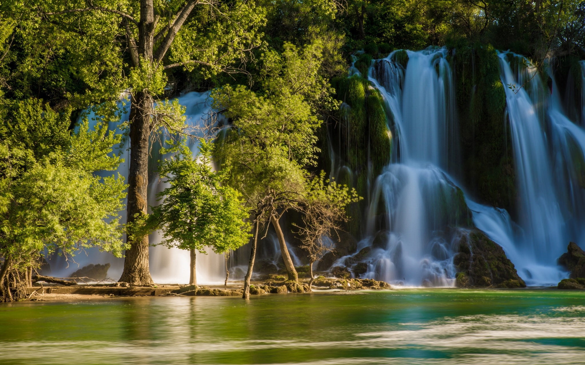 Trebizat river, trees, waterfall, 1080P, river, Kravice Falls, Bosnia and Herzegovina, HD Wallpaper