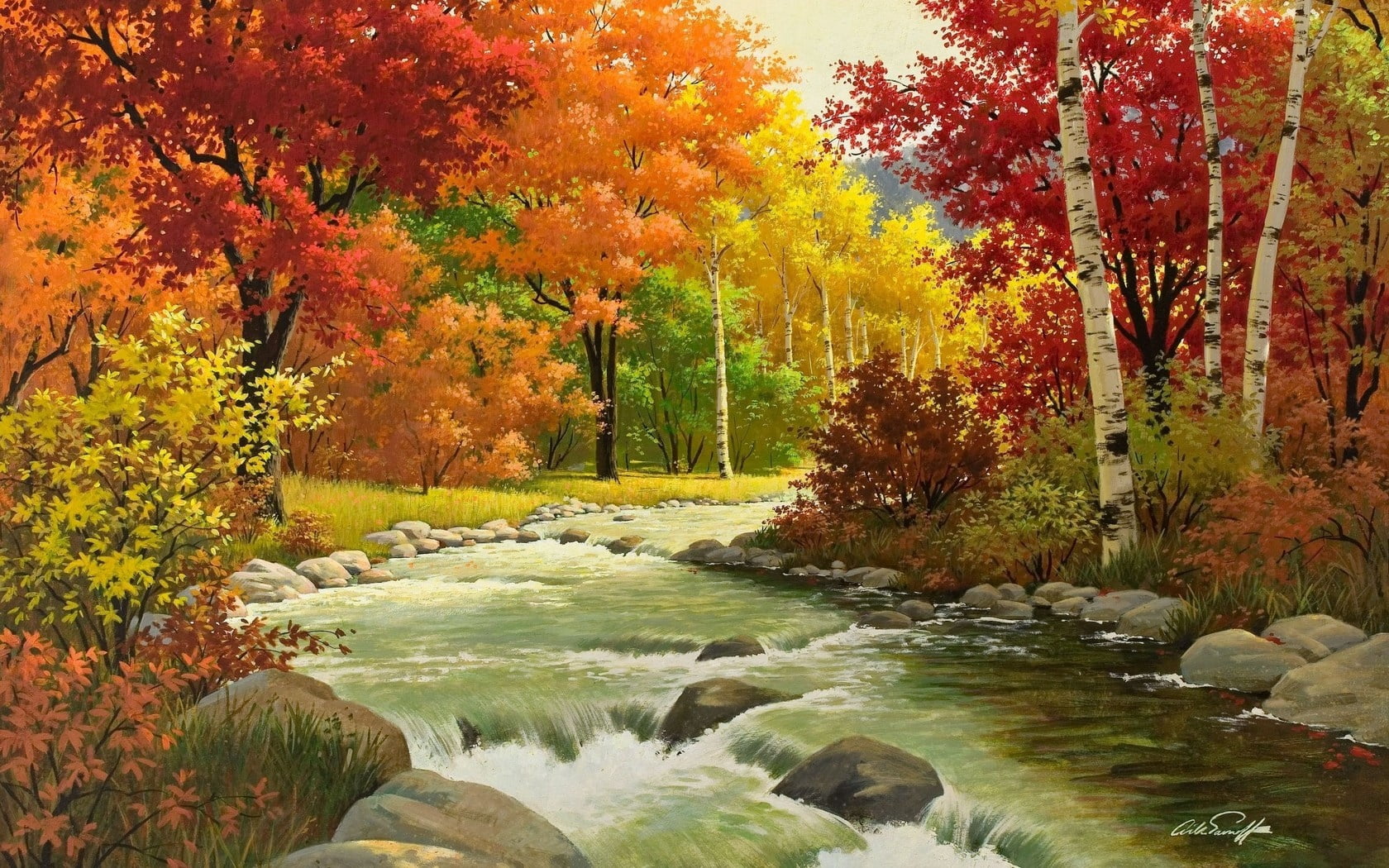 october, multi Colored, season, scenics - nature, no People, plant, 720P, change, green Color, river, forest, water, lush Foliage, tranquility, yellow, HD Wallpaper