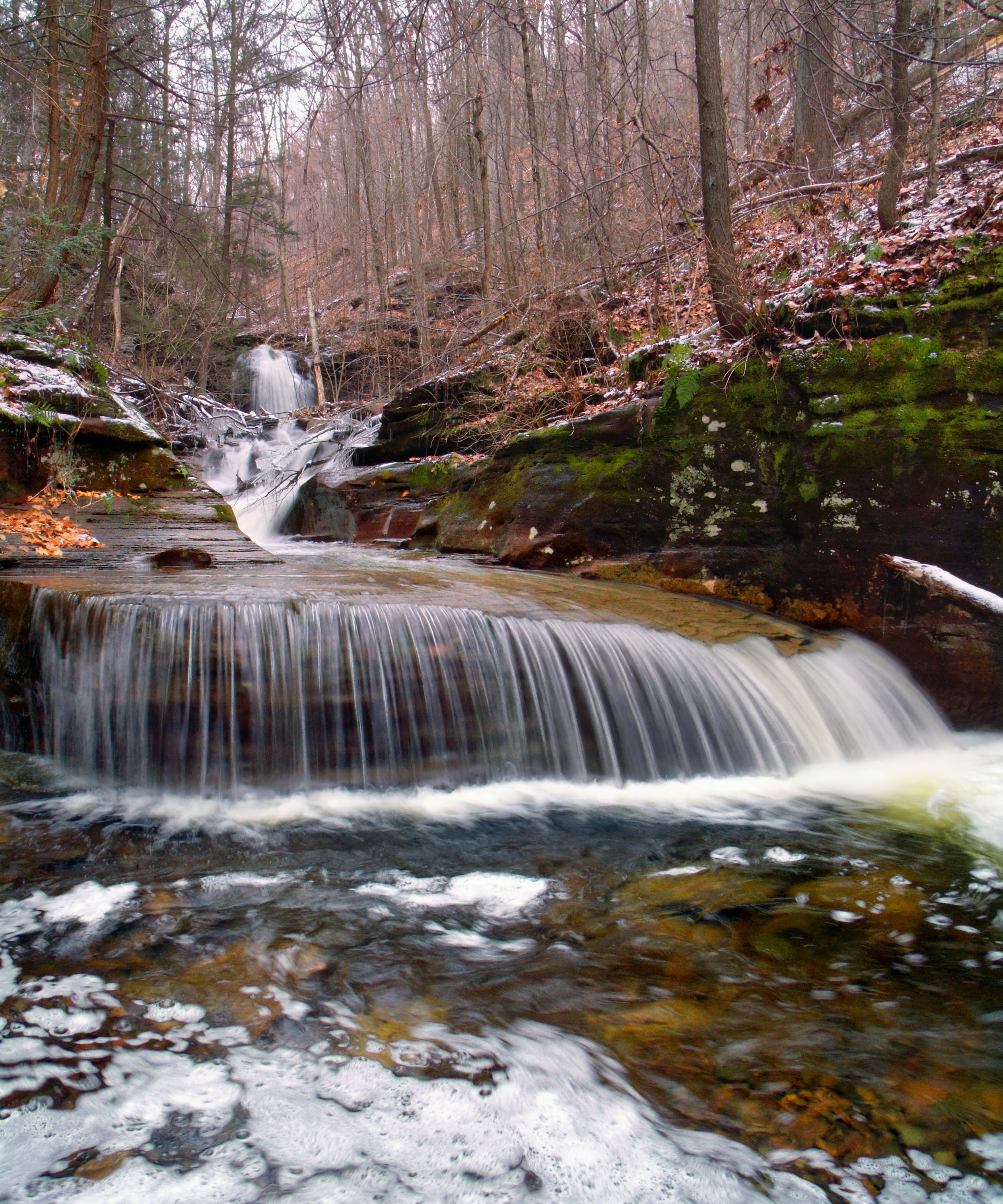 daytime, photo, snow, hiking, freshness, leaf, creek, outdoors, Endless Mountains, Sullivan County, tree, beauty In Nature, lapse, creative commons, Overhang, Phone HD Wallpaper