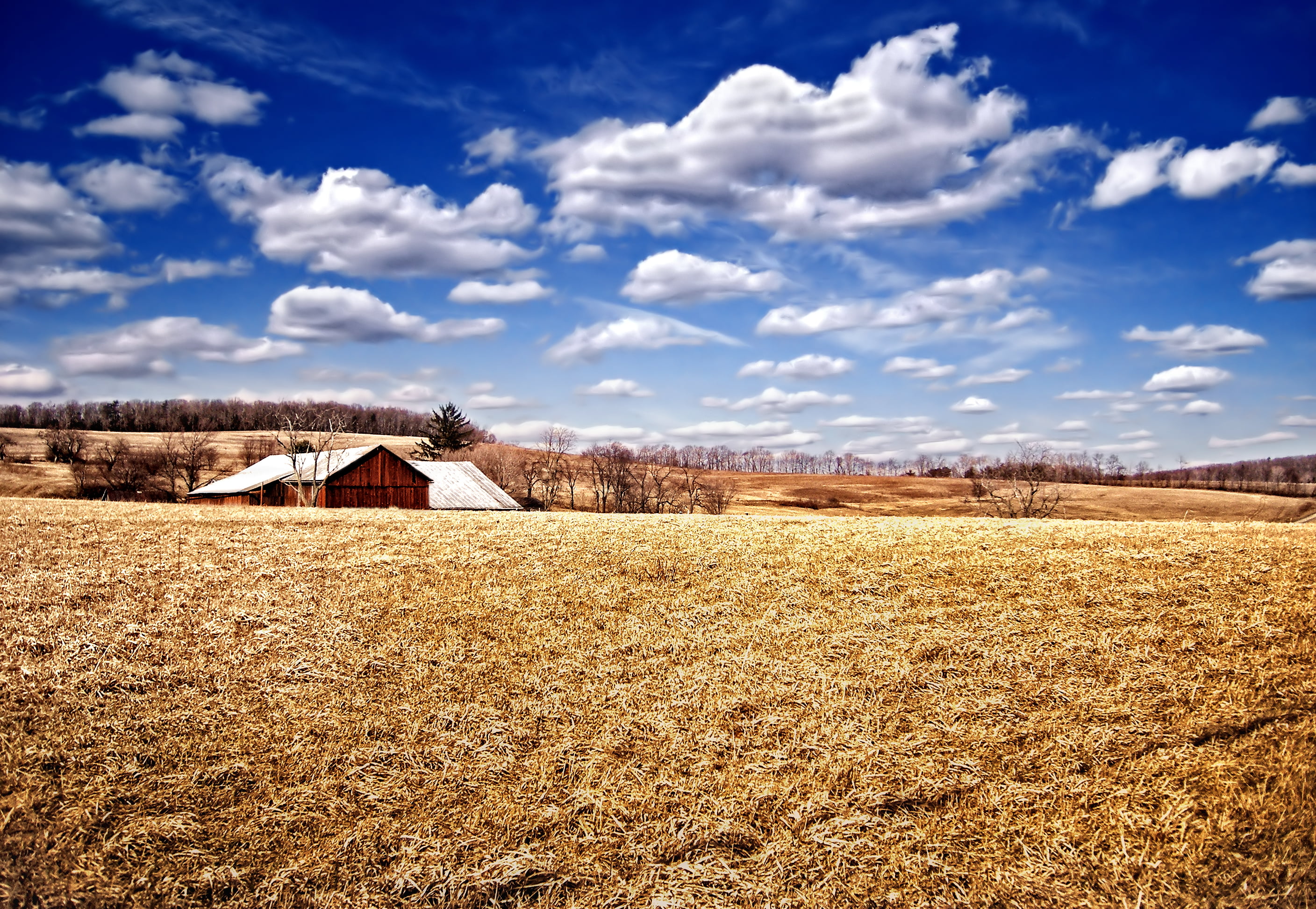 2K, Jordan Township, brown, rural, rural Scene, agriculture, spring, clouds, bright light, barn, hills  farm, creative commons, no People, landscape, non-Urban Scene, HD Wallpaper