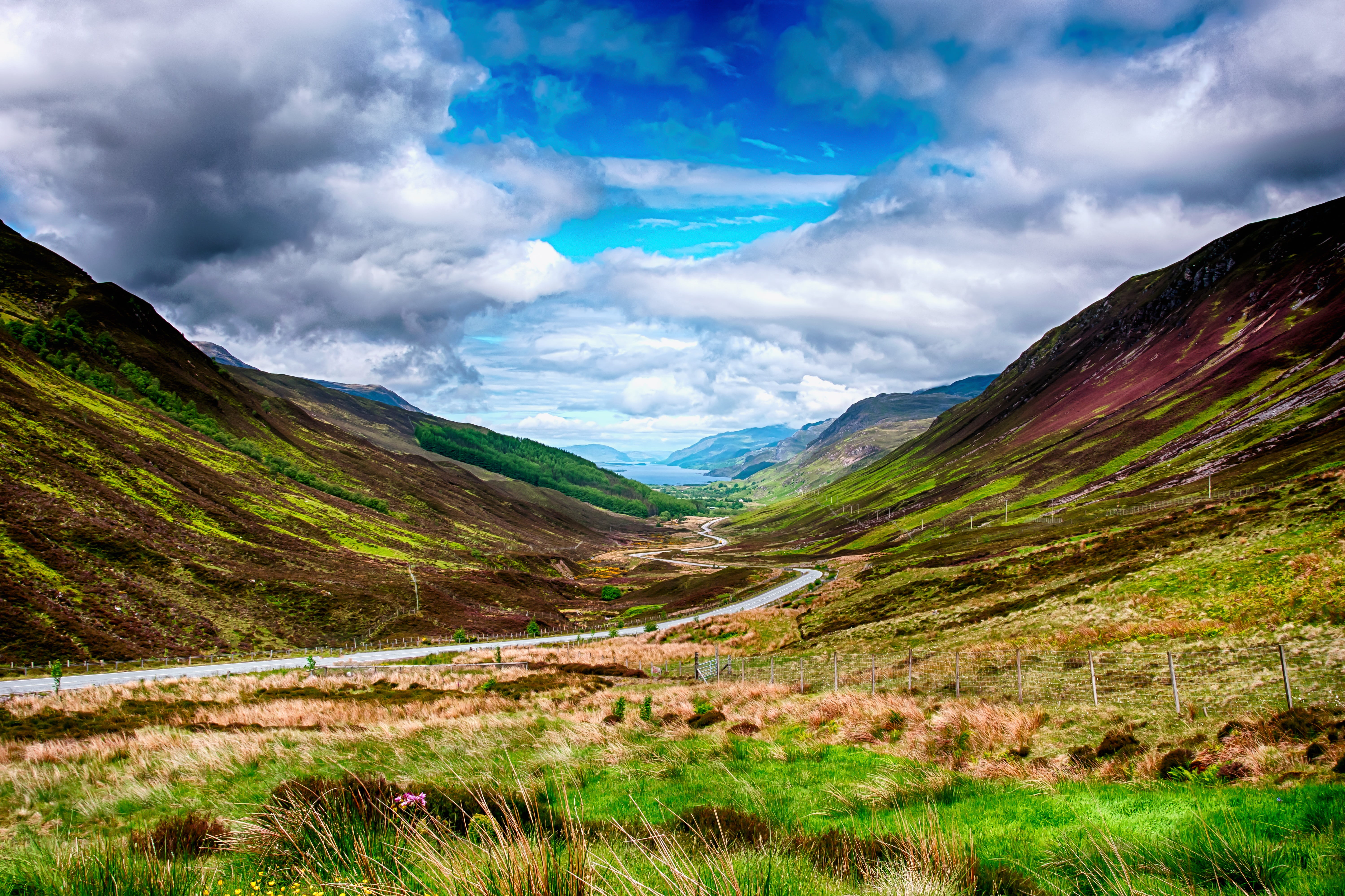 landscape photography, wind, winding, plant, green, holiday, flora, sky, mountain range, Scotland, tranquil scene, mountains, environment, road, scenics, HD Wallpaper