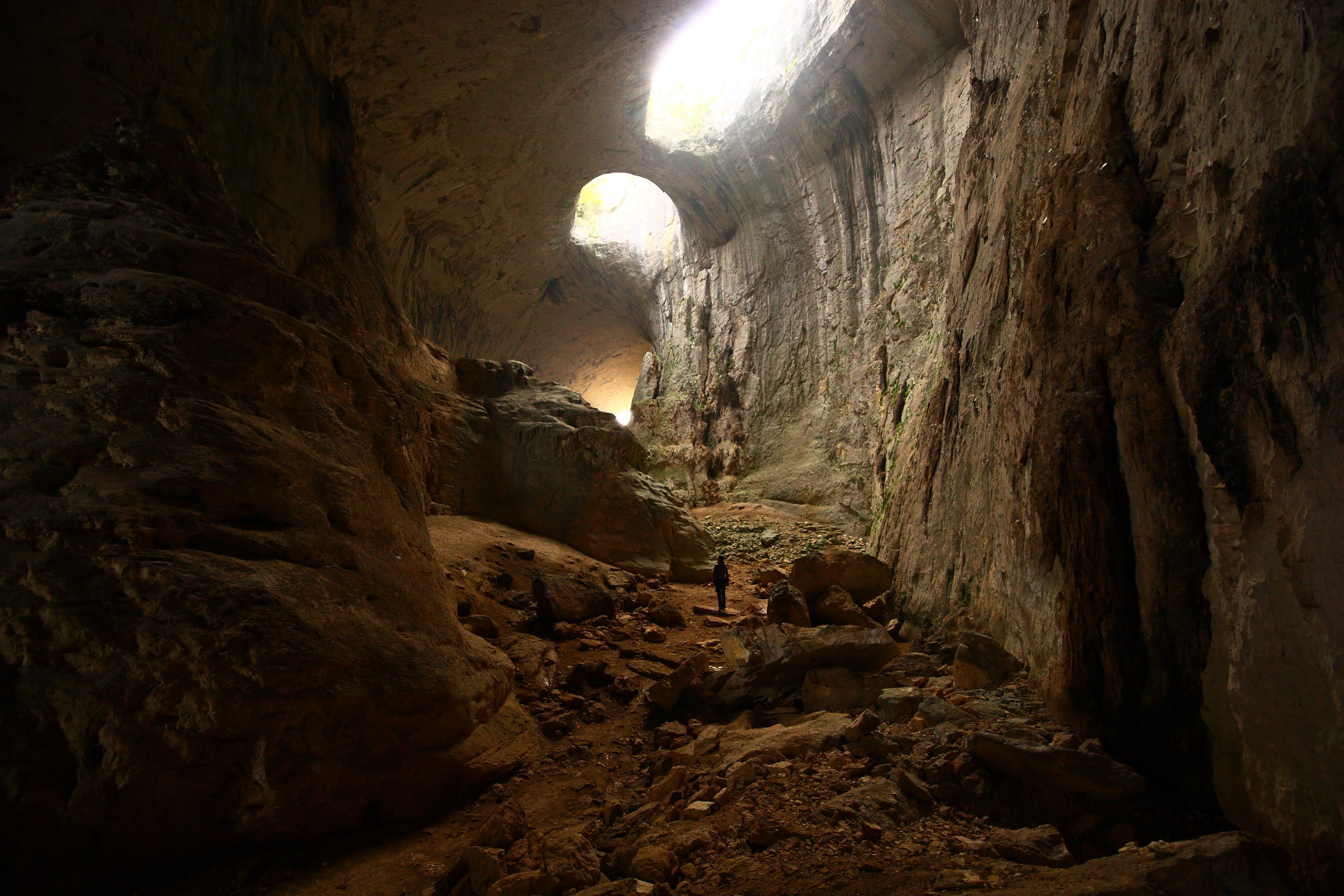 geology, the past, 2K, rock - object, no people, solid, history, tranquility, cave, indoors, eroded, day, rock formation, travel, light at the end of the tunnel, HD Wallpaper