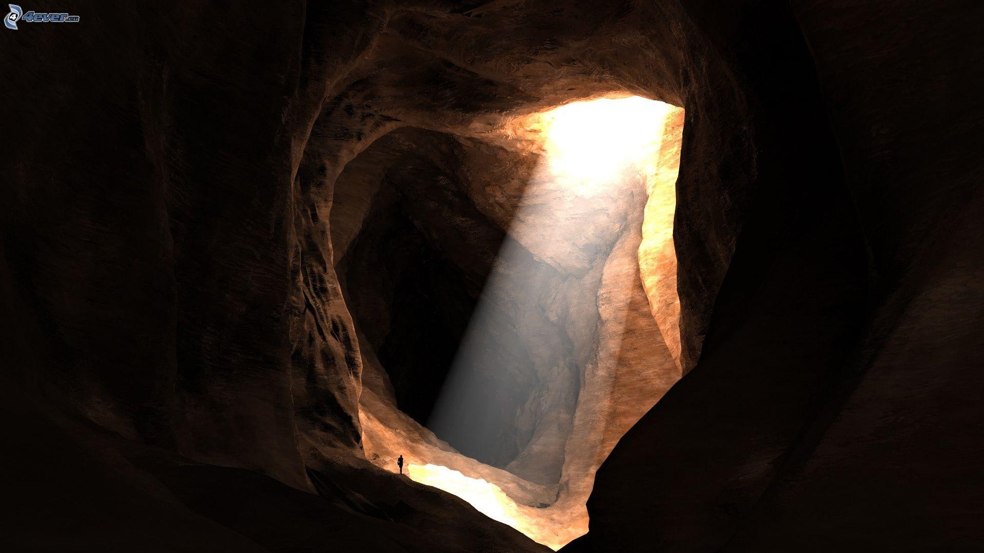 1080P, rays, 3d and abstract, photo, cave, HD Wallpaper