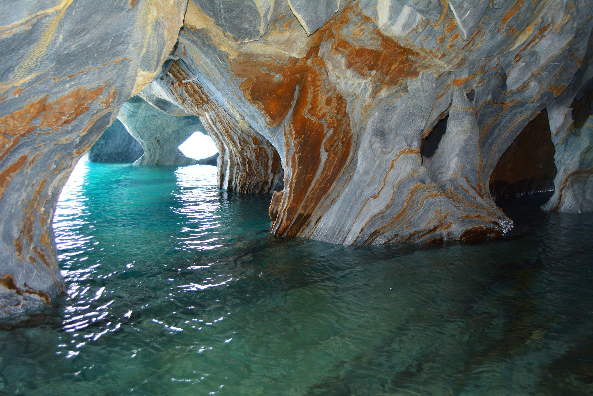 waterfront, day, photography landscape nature lake turquoise water cave marble chapel erosion chile, outdoors, nature, 1080P, tranquility, arch, non-urban scene, HD Wallpaper