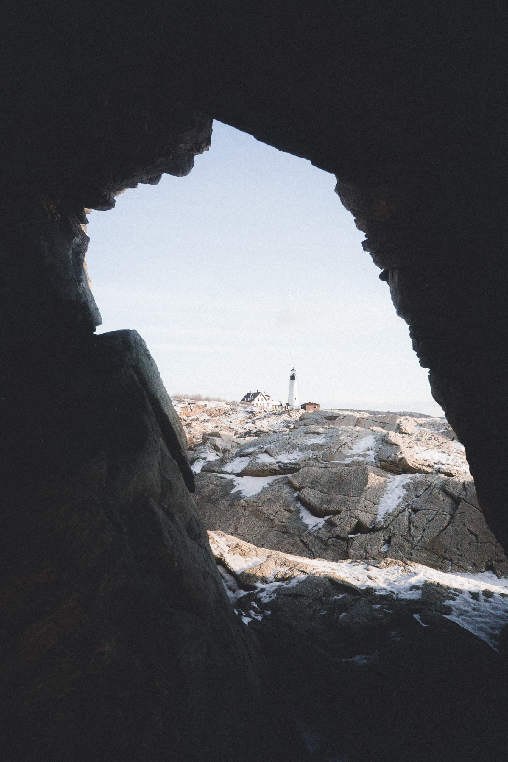 cave, cavern, lifestyles, looking through, water, physical geography, scenics - nature, between, house, stone, beauty in nature, view, solid, lighthouse, Phone HD Wallpaper