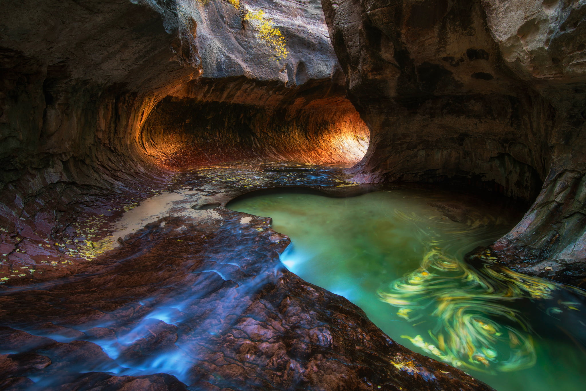 stream, tranquility, physical geography, day, scenics - nature, land, October, rocks, Utah, nature, Slot canyon, flowing, rock formation, 1080P, eroded, HD Wallpaper