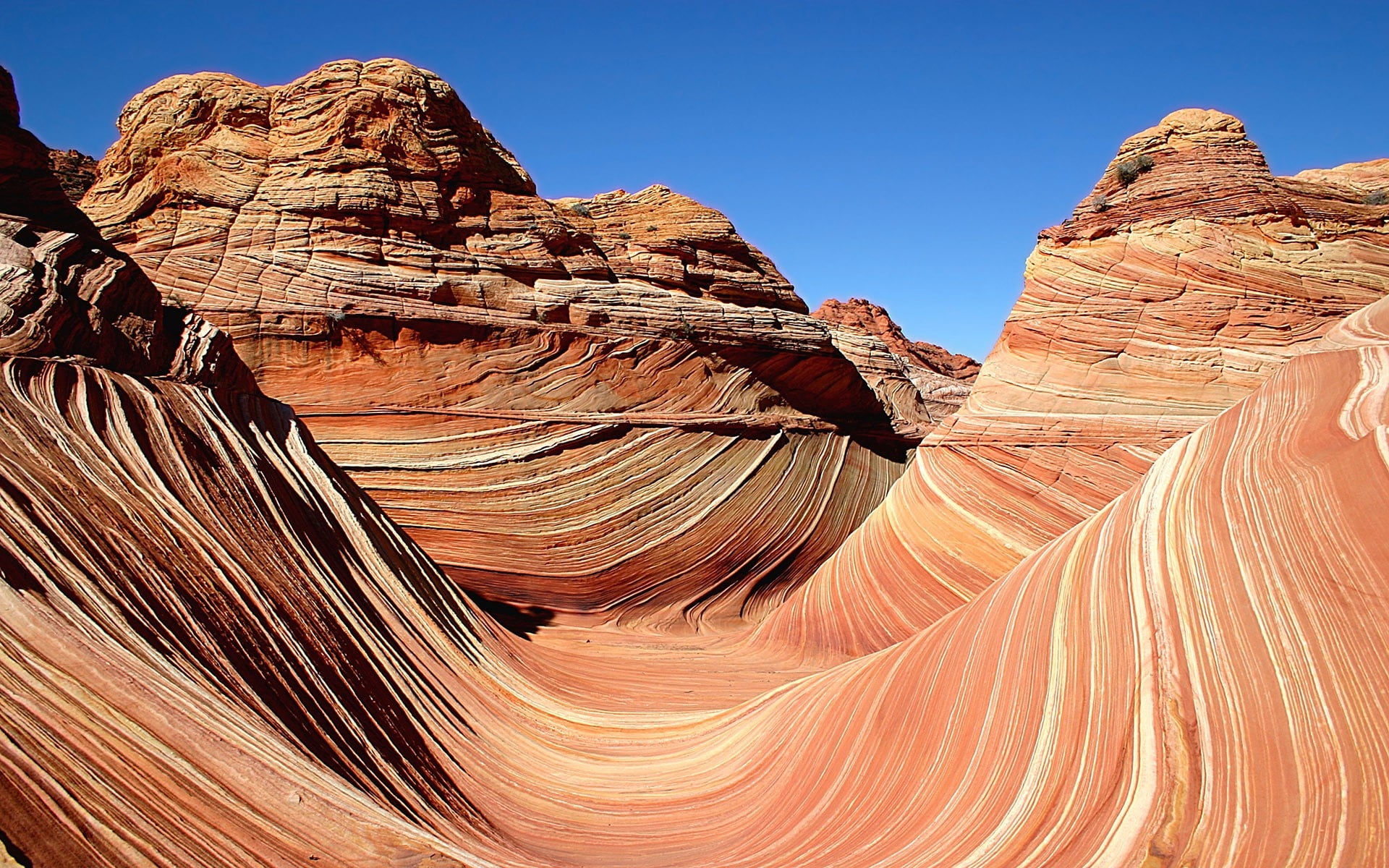 sky, landscape, arizona, tourism, slot Canyon, non-urban scene, orange Color, canyon, nature, rock, valley, stone - Object, outdoors, utah, rock - Object, HD Wallpaper