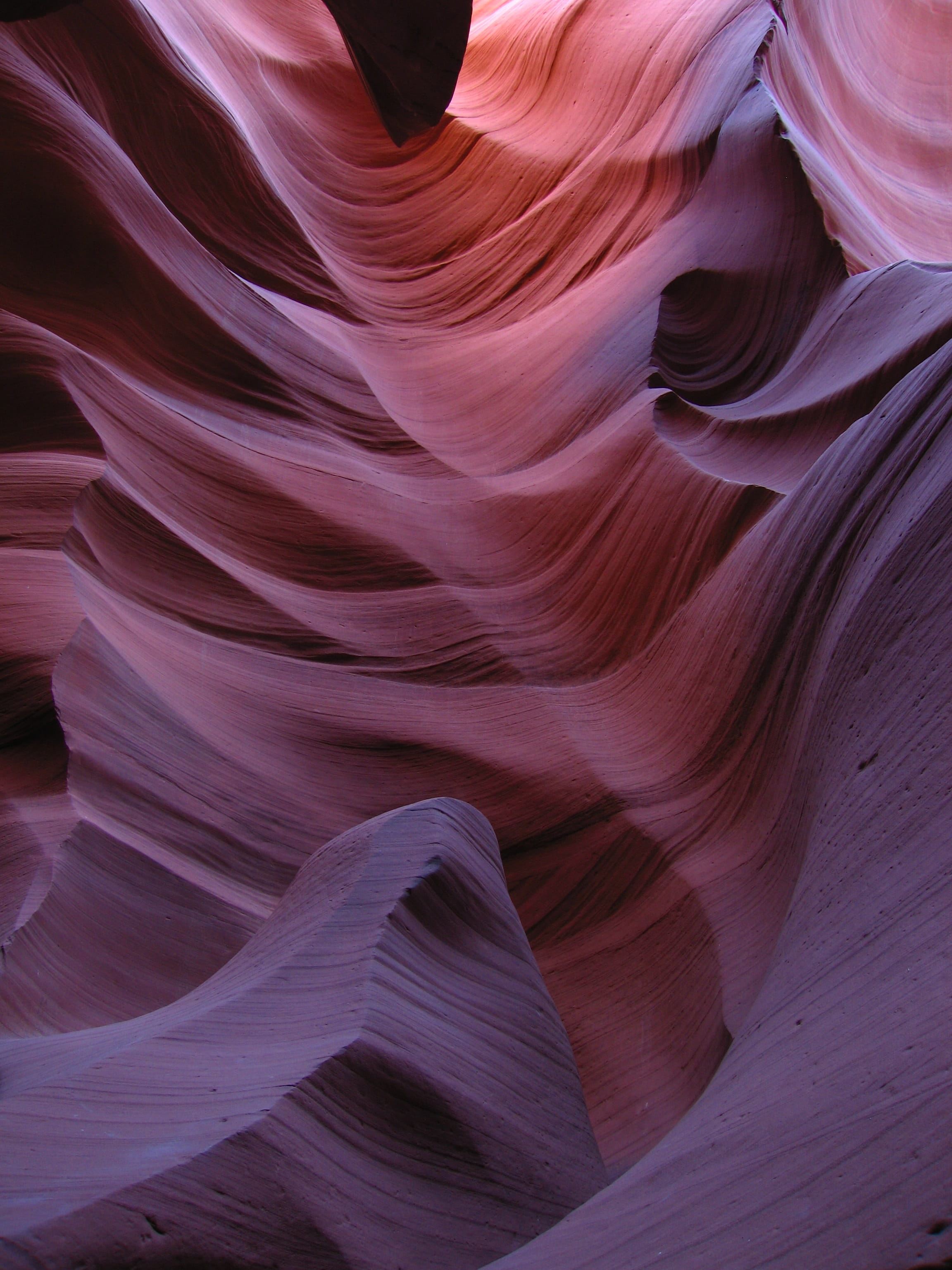 lower antelope canyon, slot canyon, physical geography, shadow, 2K, eroded, nature, purple, sandstone, natural condition, beauty in nature, canyon, solid, Phone HD Wallpaper