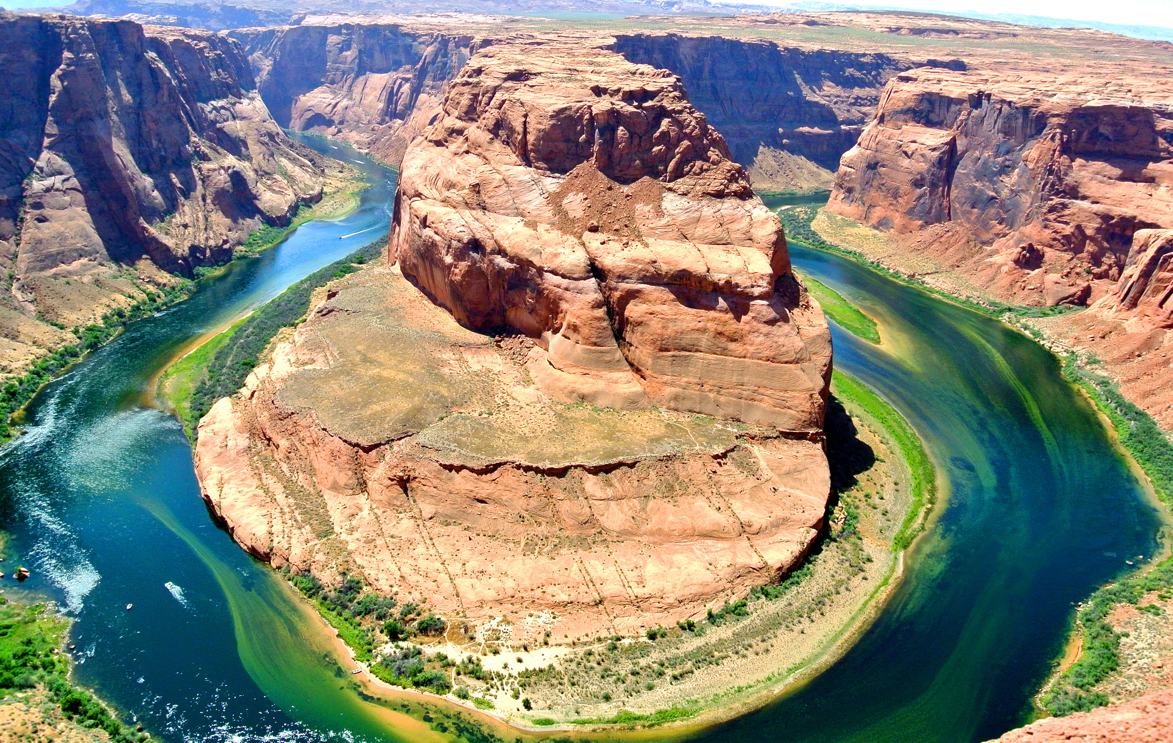 no people, page, canyon, tranquility, usa, rock formation, high angle view, solid, day, travel destinations, rock, horshoe bend, 4K, united states, power in nature, HD Wallpaper