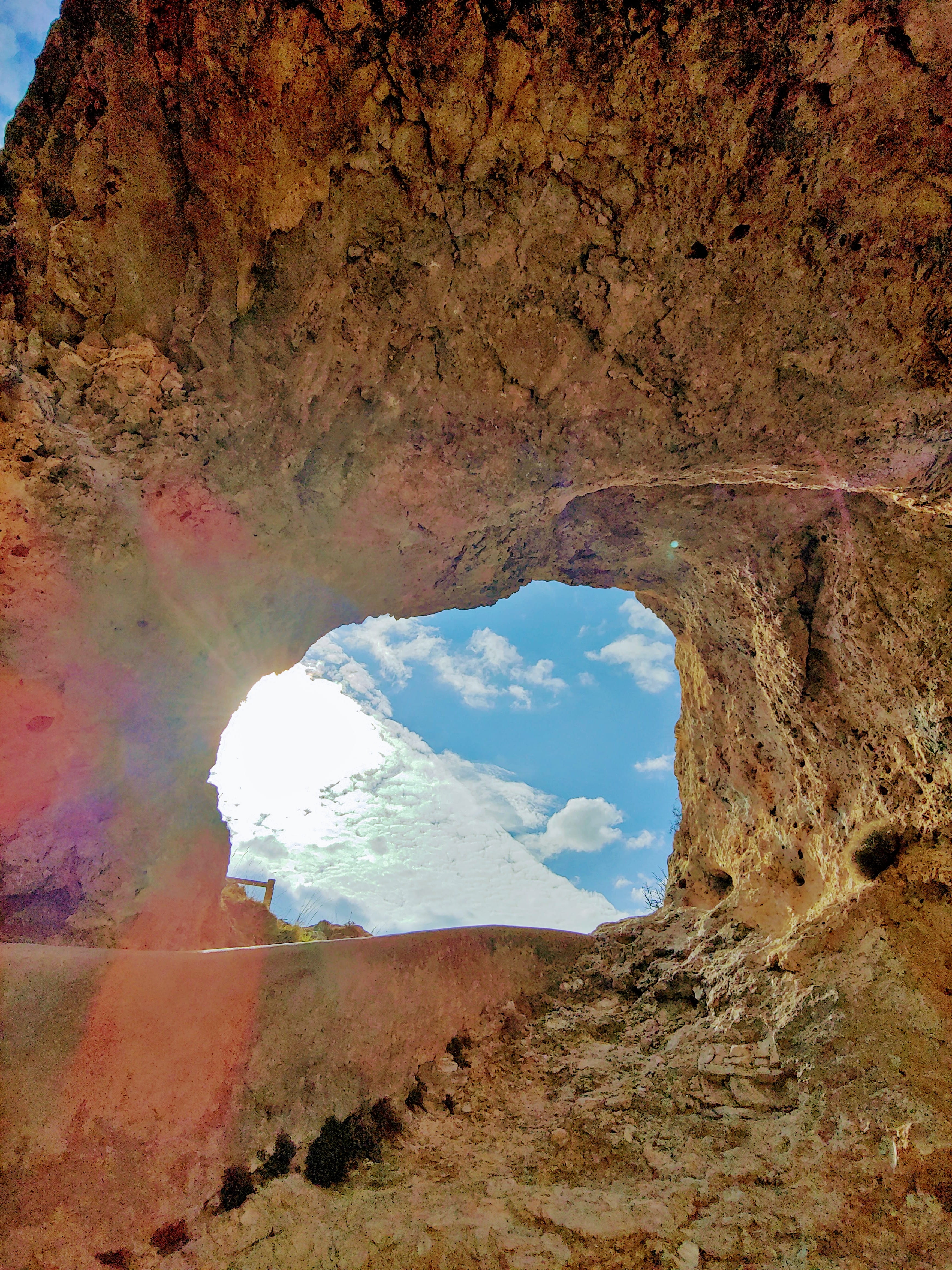rock, window, cave, outdoors, geology, cloud - sky, physical geography, no people, arch, painting, rock formation, climate, scenics - nature, day, sky, Phone HD Wallpaper