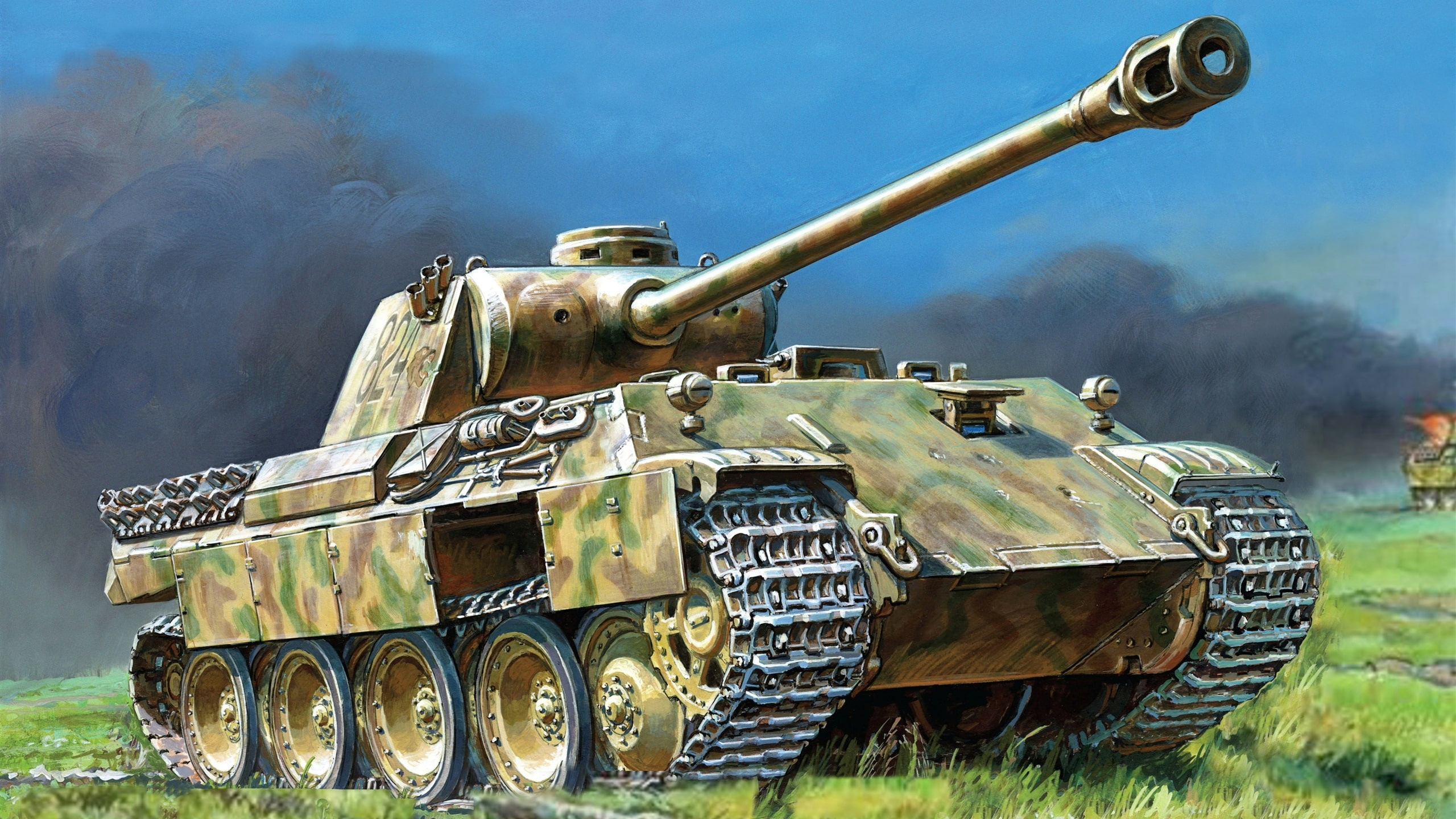 Art, Tank, Drawing, German, Panther, 2K, HD Wallpaper