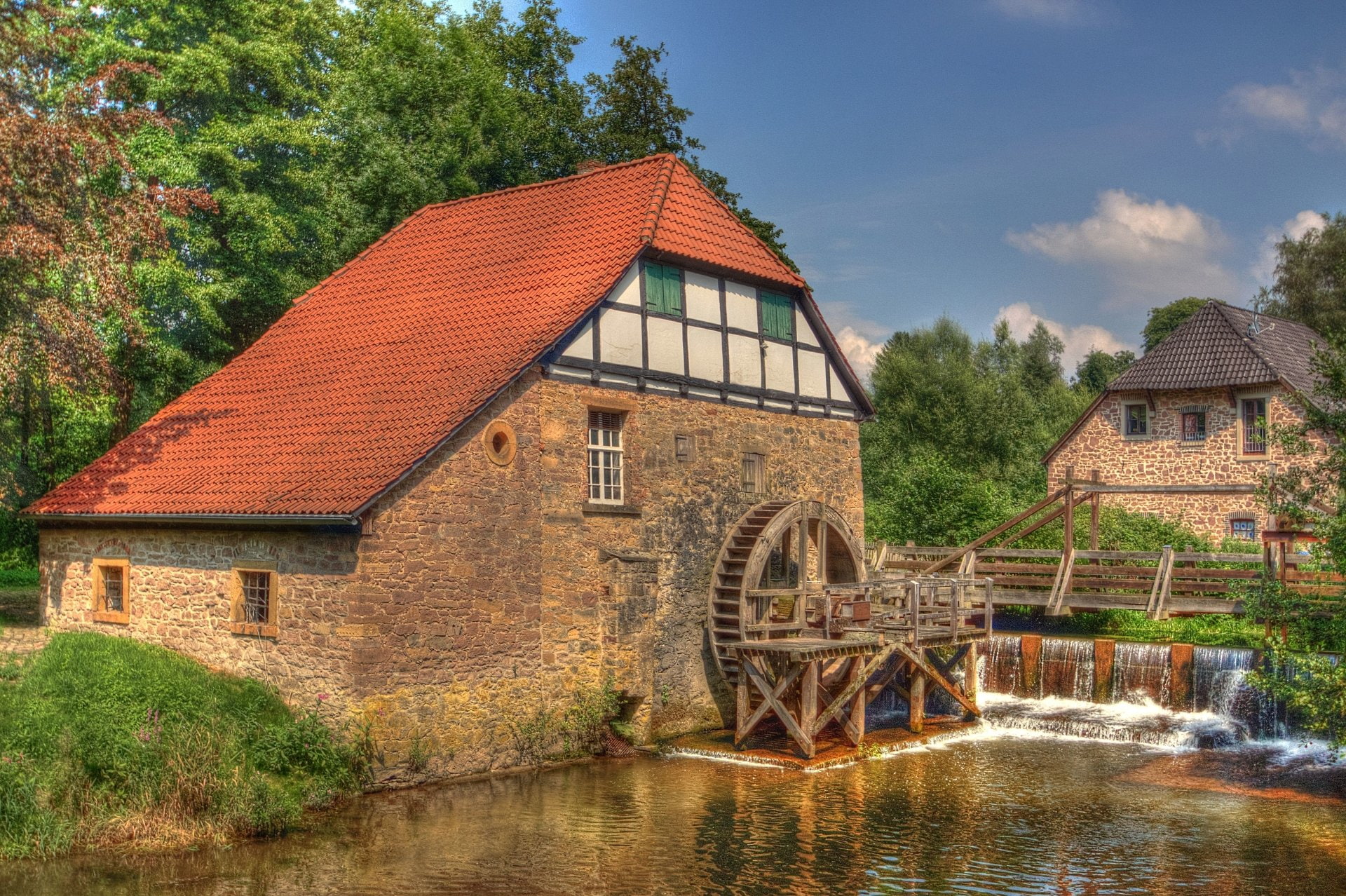 1080P, Man Made, HDR, Watermill, HD Wallpaper