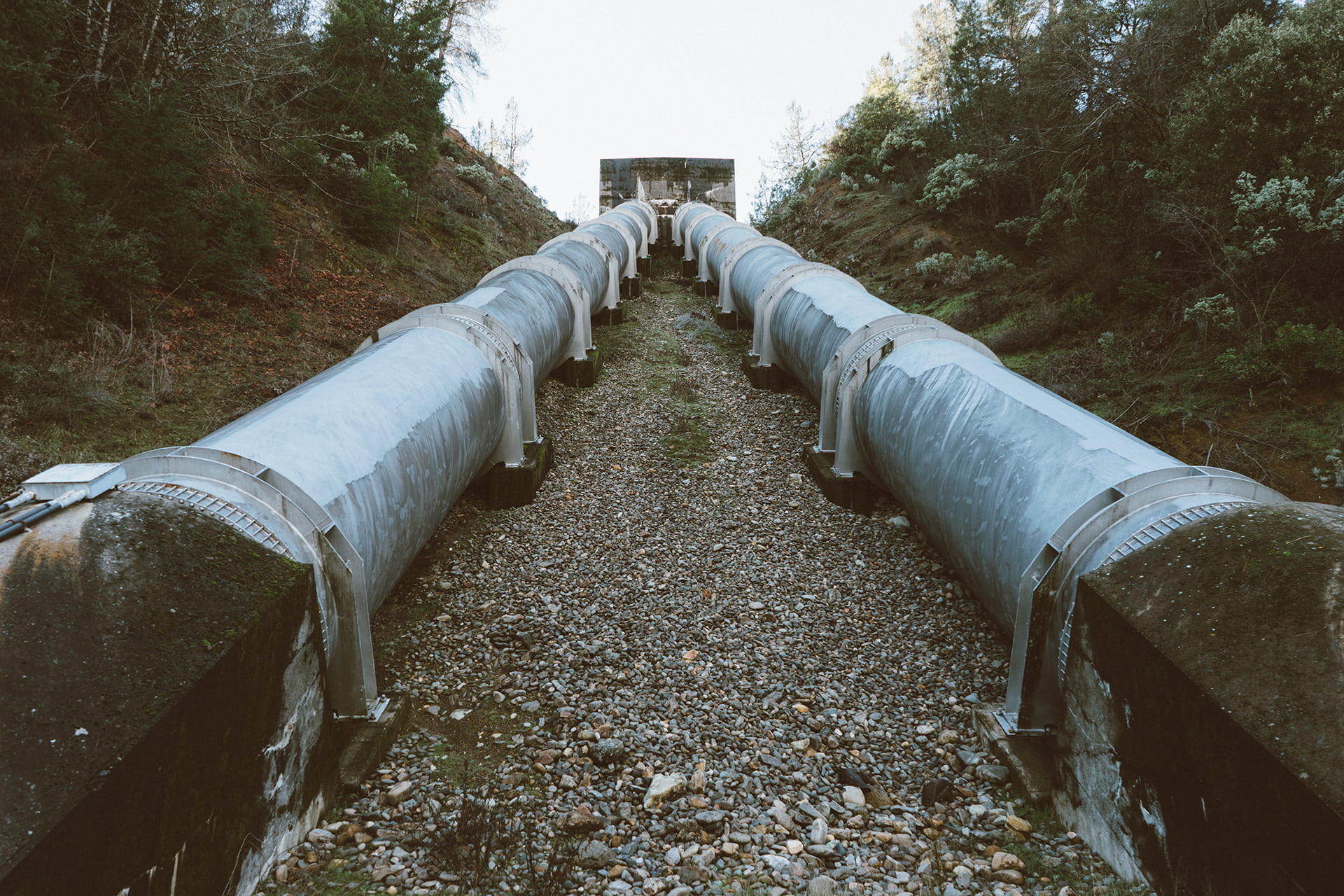 direction, no people, building exterior, tree, pipes, built structure, water pipe, field, weapon, steel, rocks, trees, architecture, outdoors, metal, pipe, HD Wallpaper