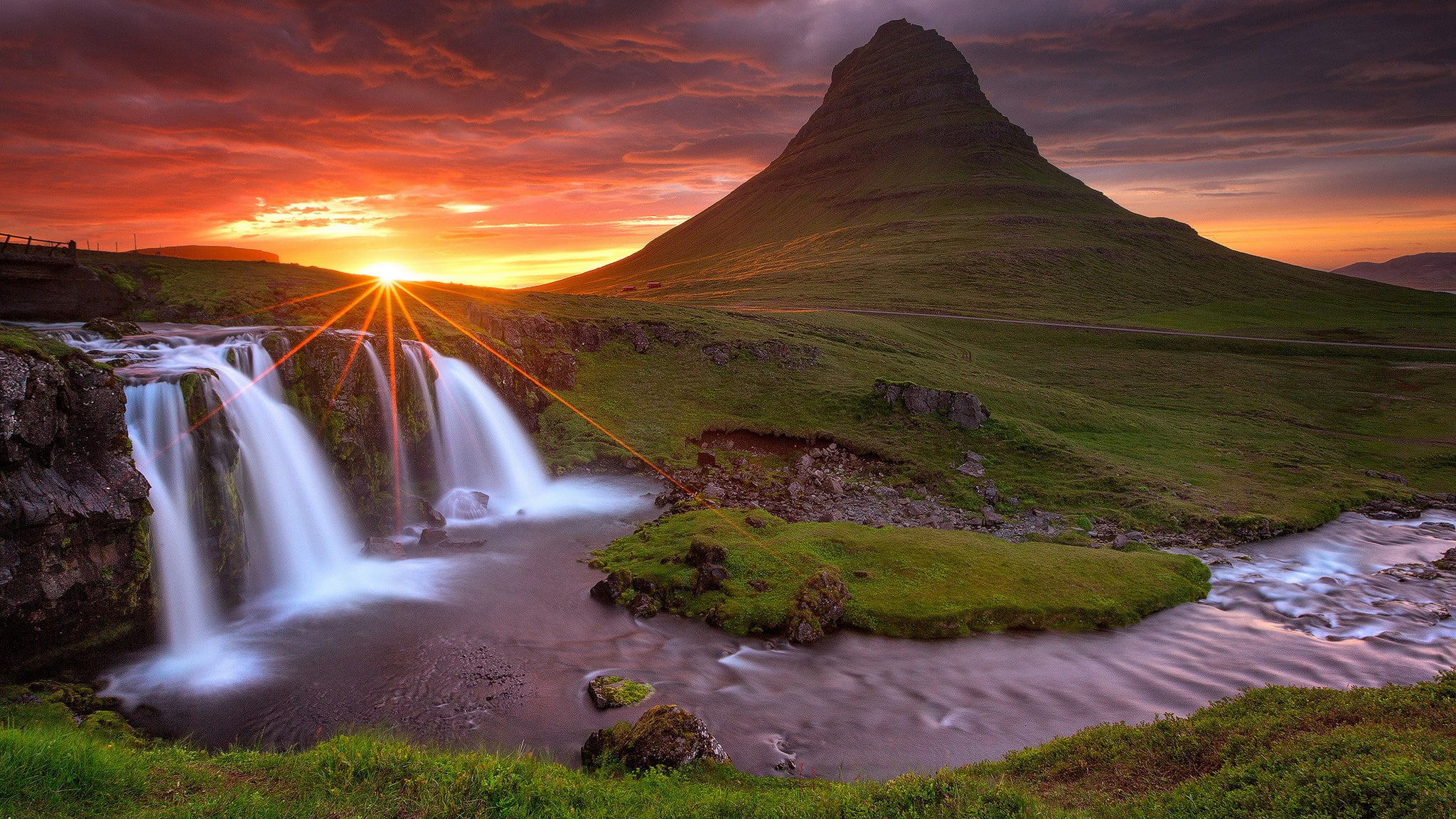 pc  nature beauty 2048x1152, long exposure, 1080P, nature, environment, stream - flowing water, water, sky, flowing water, travel destinations, dramatic landscape, HD Wallpaper