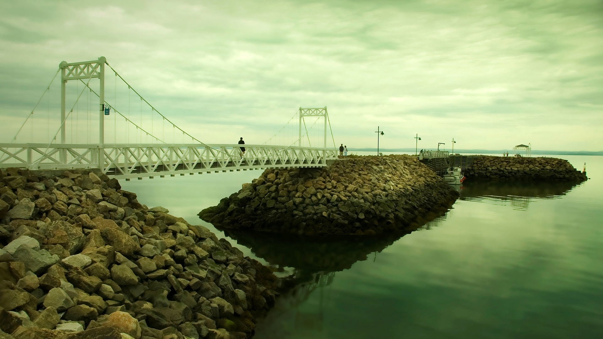 waterbreak, transportation, built structure, solid, evening, summer, beauty in nature, sunset, steel, sea, nature, blue, pier, sky, bridge - Man Made Structure, HD Wallpaper