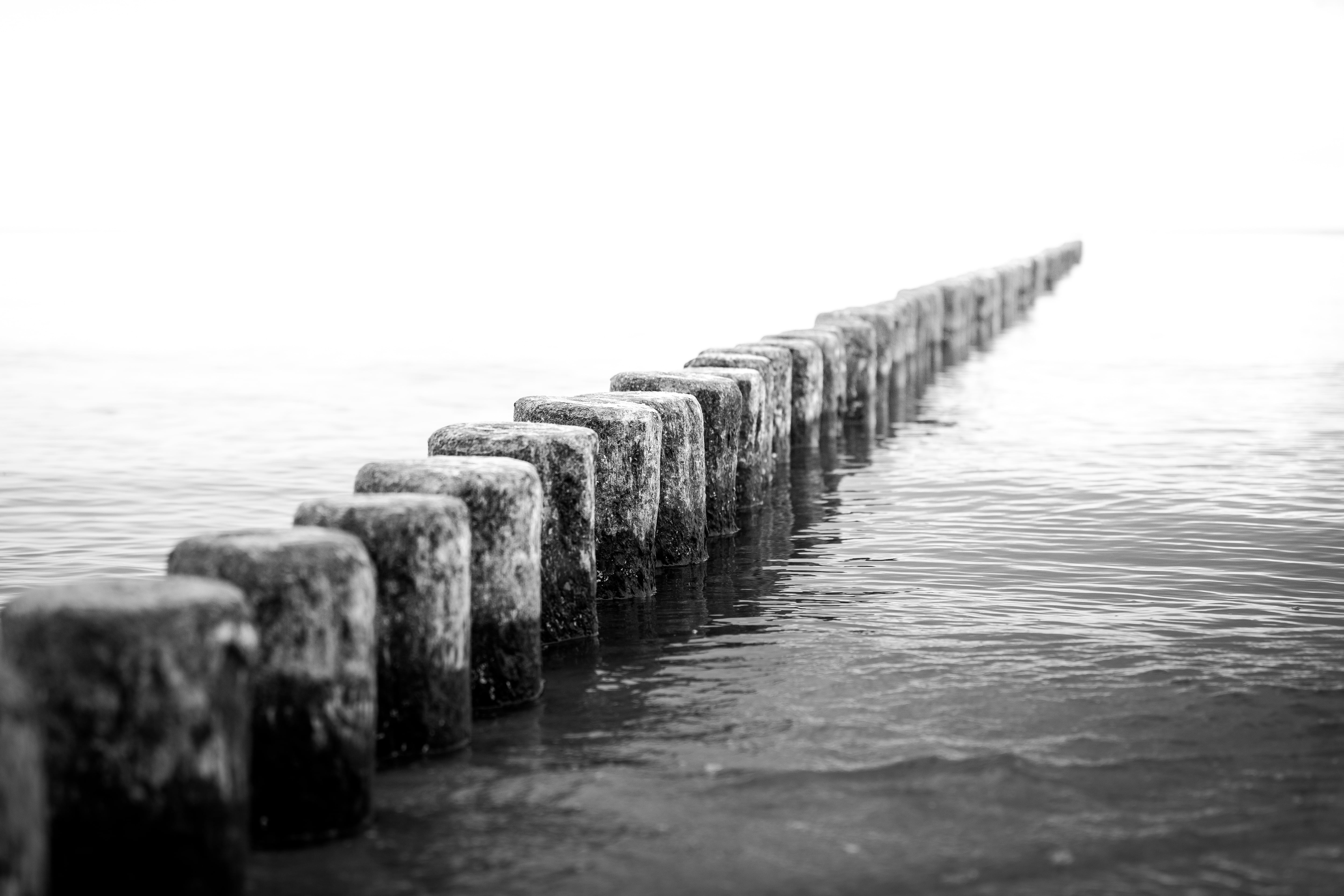 nature, canon, post, dock, germany, waterbreak, tranquility, sea, jetty, wood - material, white, close-up, baltic sea, scenics - nature, long, pier, water, HD Wallpaper