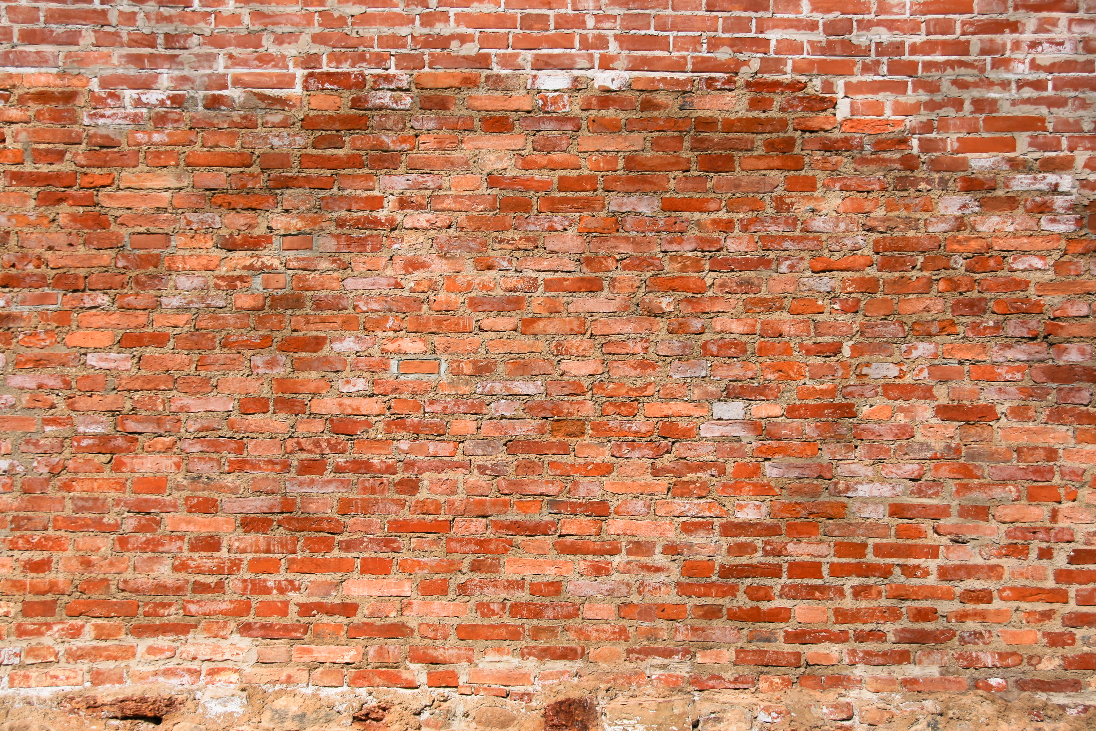 bricks, run-down, texture, surface, old, brickwall, no people, repetition, blank, brown, brickwork, solid, day, revetment, 2K, full frame, orange, concrete, HD Wallpaper