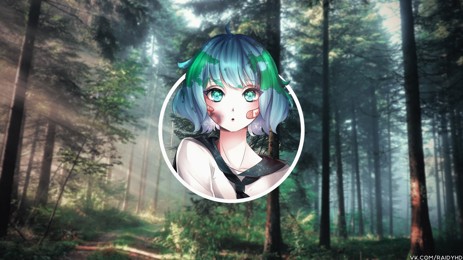 Earth, plant, art and craft, land, spooky, nature, disguise, 1080P, tree trunk, anime girls, forest, day, mask - disguise, human representation, outdoors, HD Wallpaper