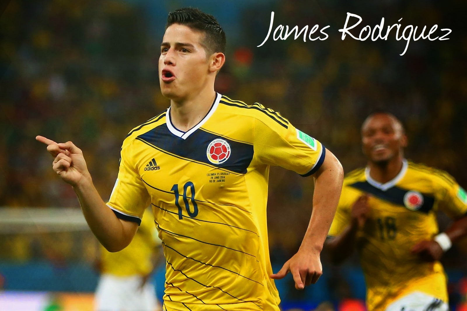 gesturing, competition, James Rodriguez, sport, 720P, men, young men, adult, standing, clothing, sportsman, Colombia, soccer, front view, waist up, focus on foreground, HD Wallpaper