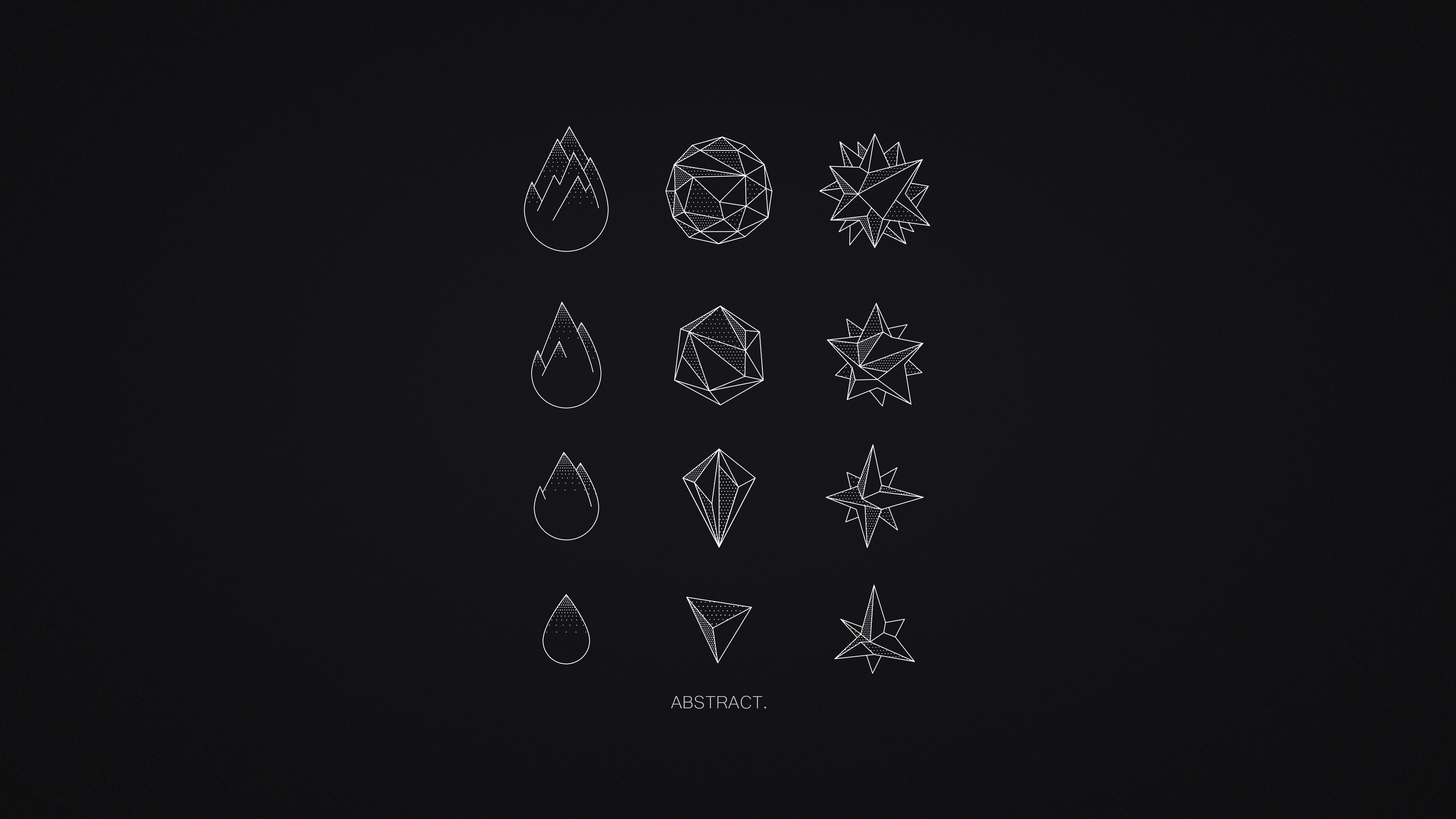 dark background, monochrome, line art, geometry, 4K, illustration, minimalism, HD Wallpaper