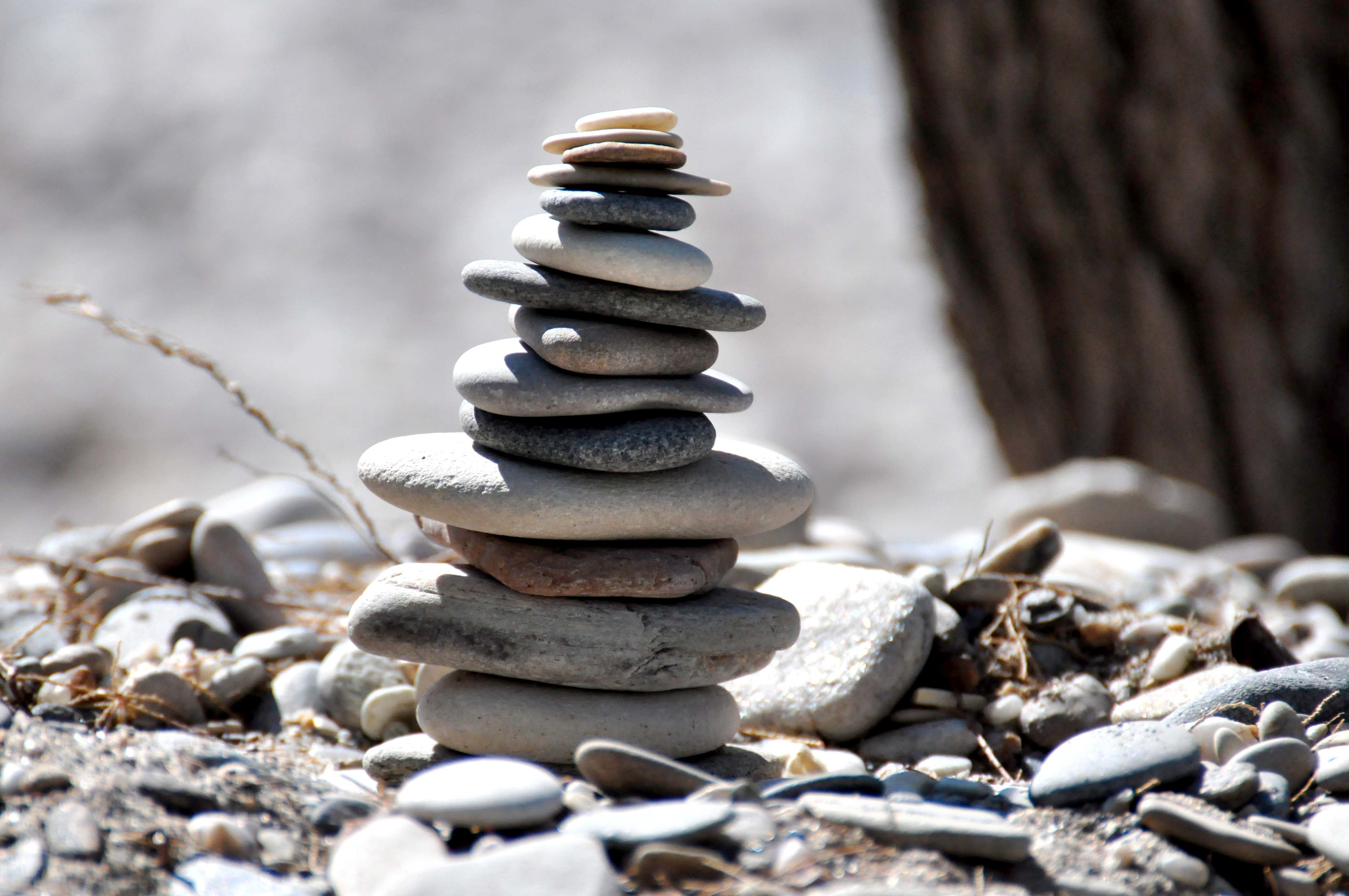 outdoors, rock, nature, stability, solid, stones, buddhism, rock - Object, land, samos, beach, tranquility, focus on foreground, heap, relaxation, day, HD Wallpaper